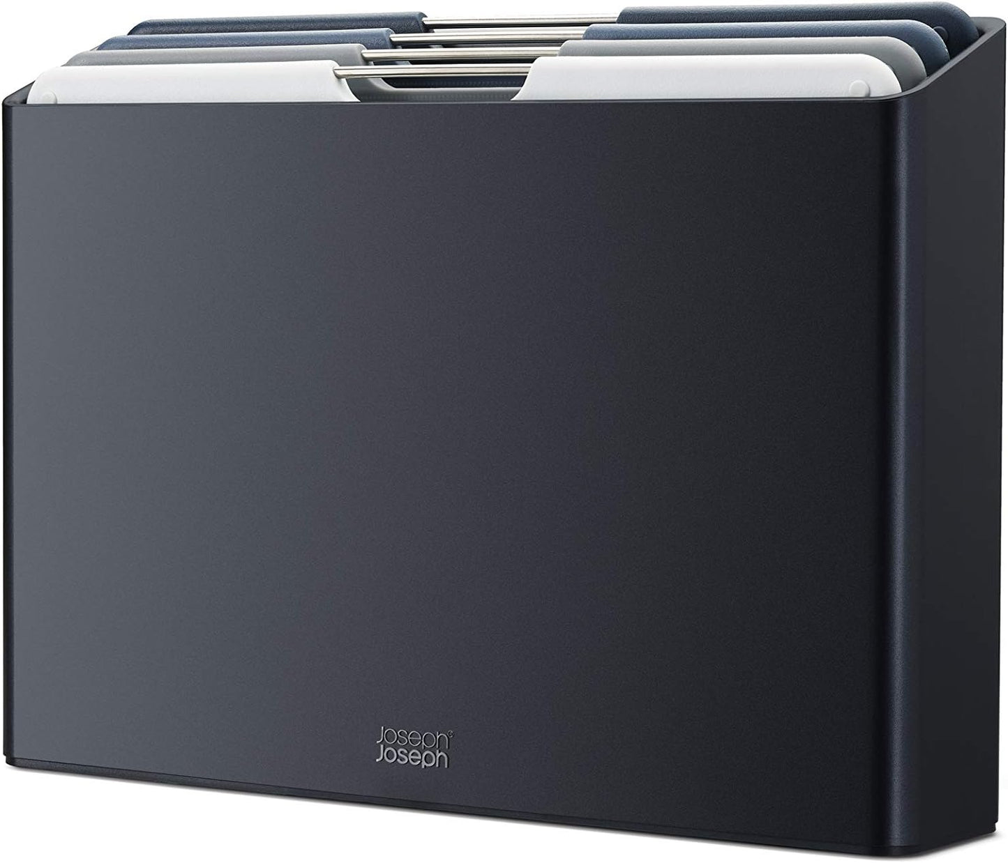 Joseph Joseph Folio 4-Piece Colour coded Cutting Board Set, Slimline case for organized Kitchen storage, Graphite