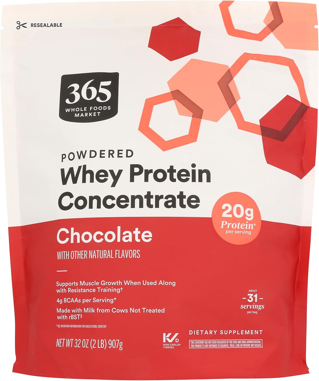 365 by Whole Foods Market, Chocolate Whey Concentrate Protein Powder, 32 Ounce