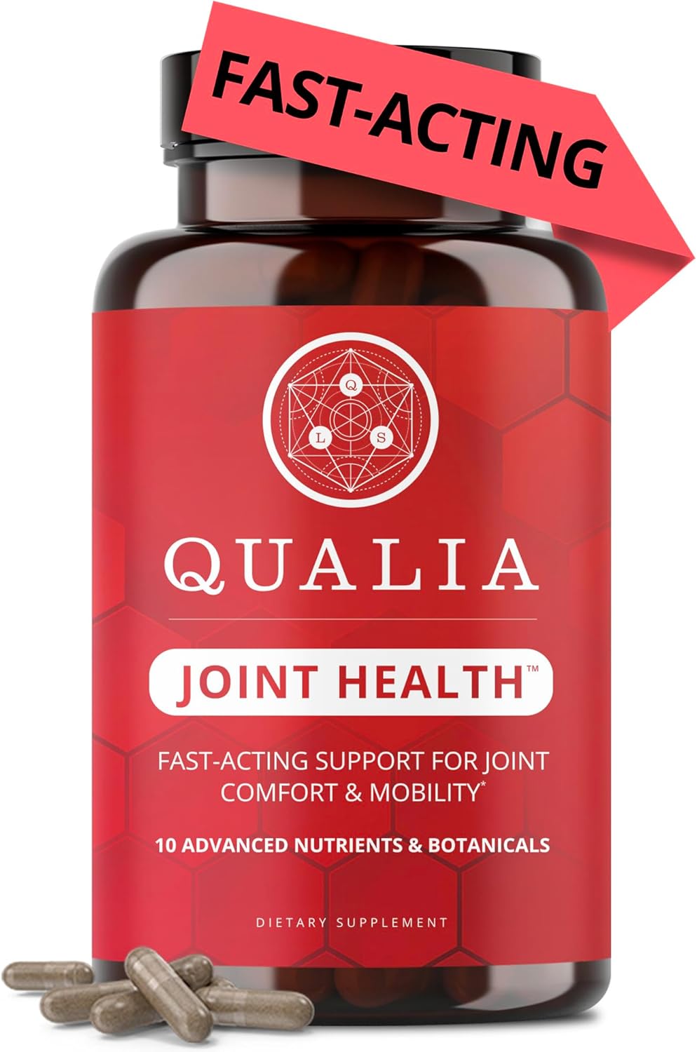 Qualia Joint Health 10 Advanced Joint Health nutrients: denatured Collagen, boswellia, tumeric, Boron, Ginger, L-carnitine. Cartilage Health, Tendon Strength, Healthy Joint Aging (1 Month Supply)