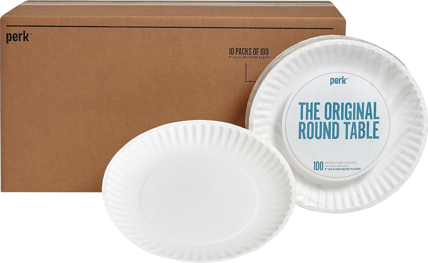 Staples Perk Paper Plates, 9 Inch, Disposable For Everyday Meals, Kitchen, Breakroom, Company Events, Party Supplies, 1,000-Pack, White