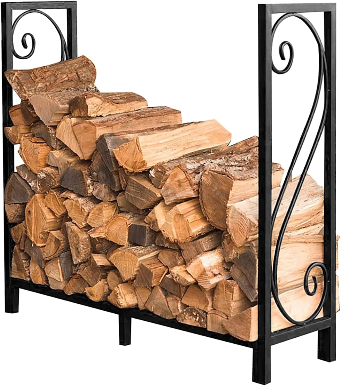 Log Store Firewood Rack Heavy Duty Indoor Outdoor Firewood Holder Metal Retro Wood Rack for Firewood Fireplace Wood Store,