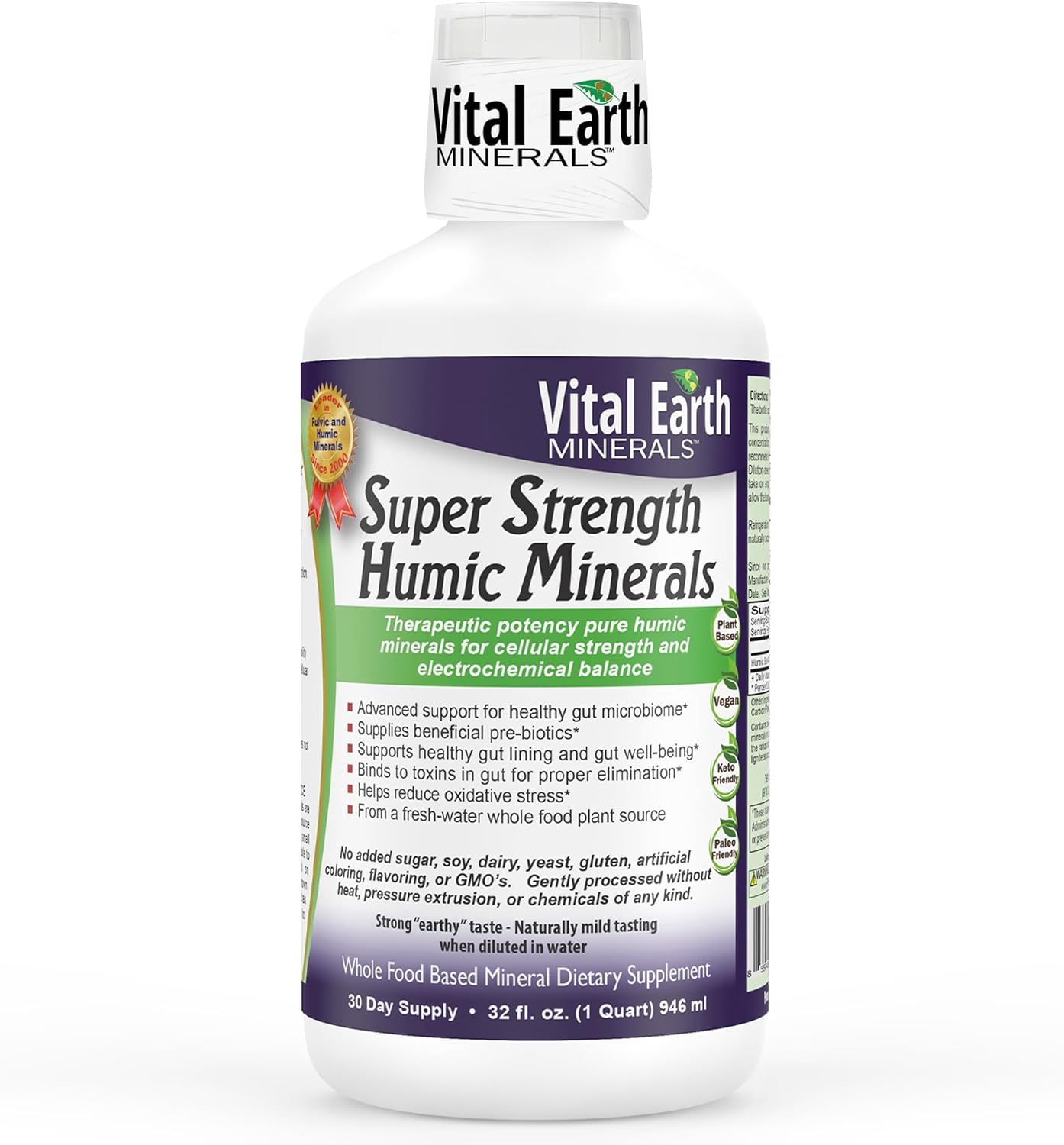Vital Earth Minerals Super Strength Humic Minerals \u2013 Fulvic Acid Supplement with 70+ Trace Minerals, Electrolytes for Detox & Digestion, 32 Oz + 1 Oz Cup