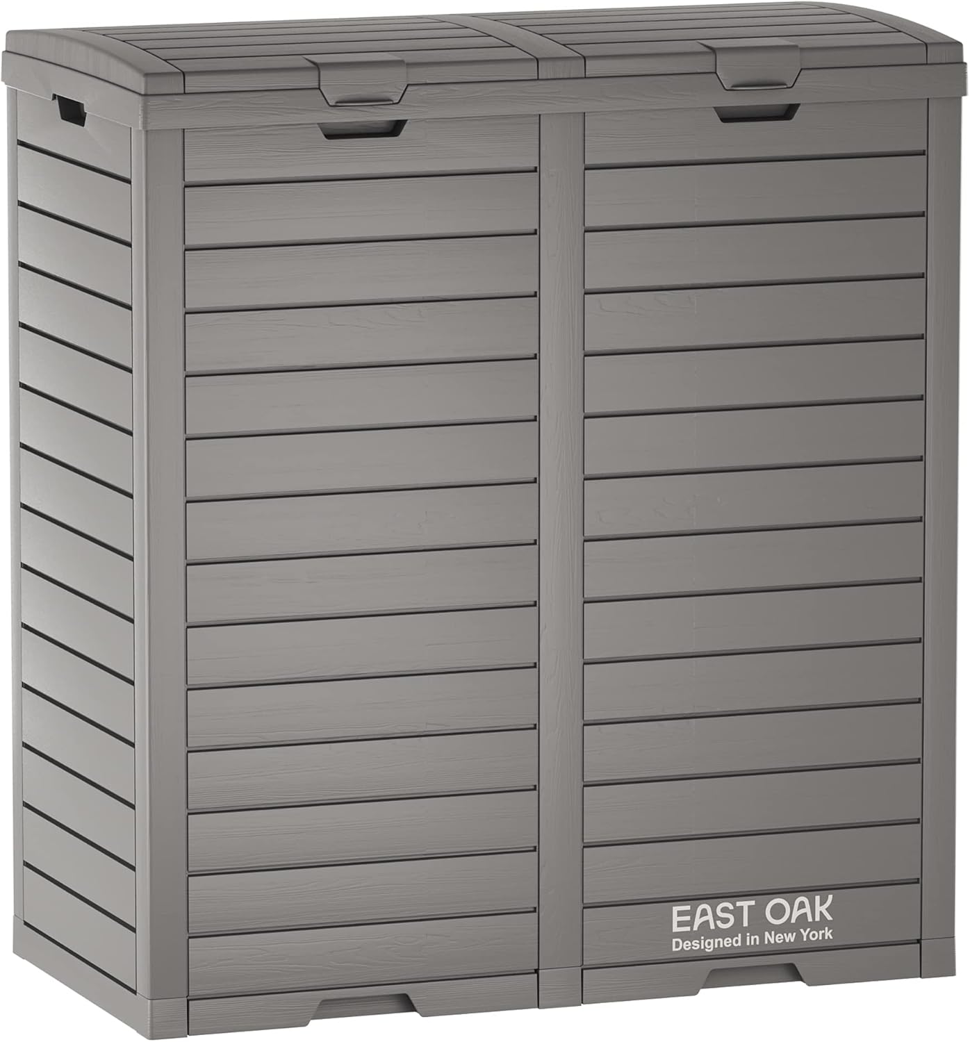 EAST OAK 76 Gallon Outdoor Trash Can | Waterproof Resin Garbage Can with Tiered Lid & Drip Tray | Outside Trash Bin for Patio | Kitchen, Backyard & Deck | Gray Color