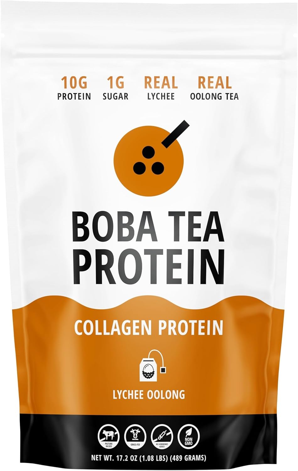 Boba Tea Protein Lychee Oolong Flavored Collagen | 30 Servings | Grass-Fed Hydrolyzed Bovine Collagen Powder for Men and Women | Promotes Hair, Nail, Skin, Bone, and Joint Health | No Added Sugar