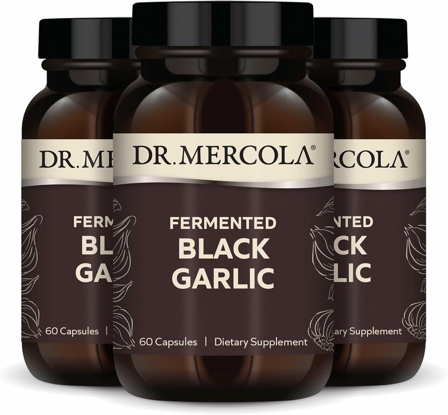 Dr. Mercola Fermented Black Garlic, 90 Servings (180 Capsules), Dietary Supplement, Supports Immune Health, Non-GMO