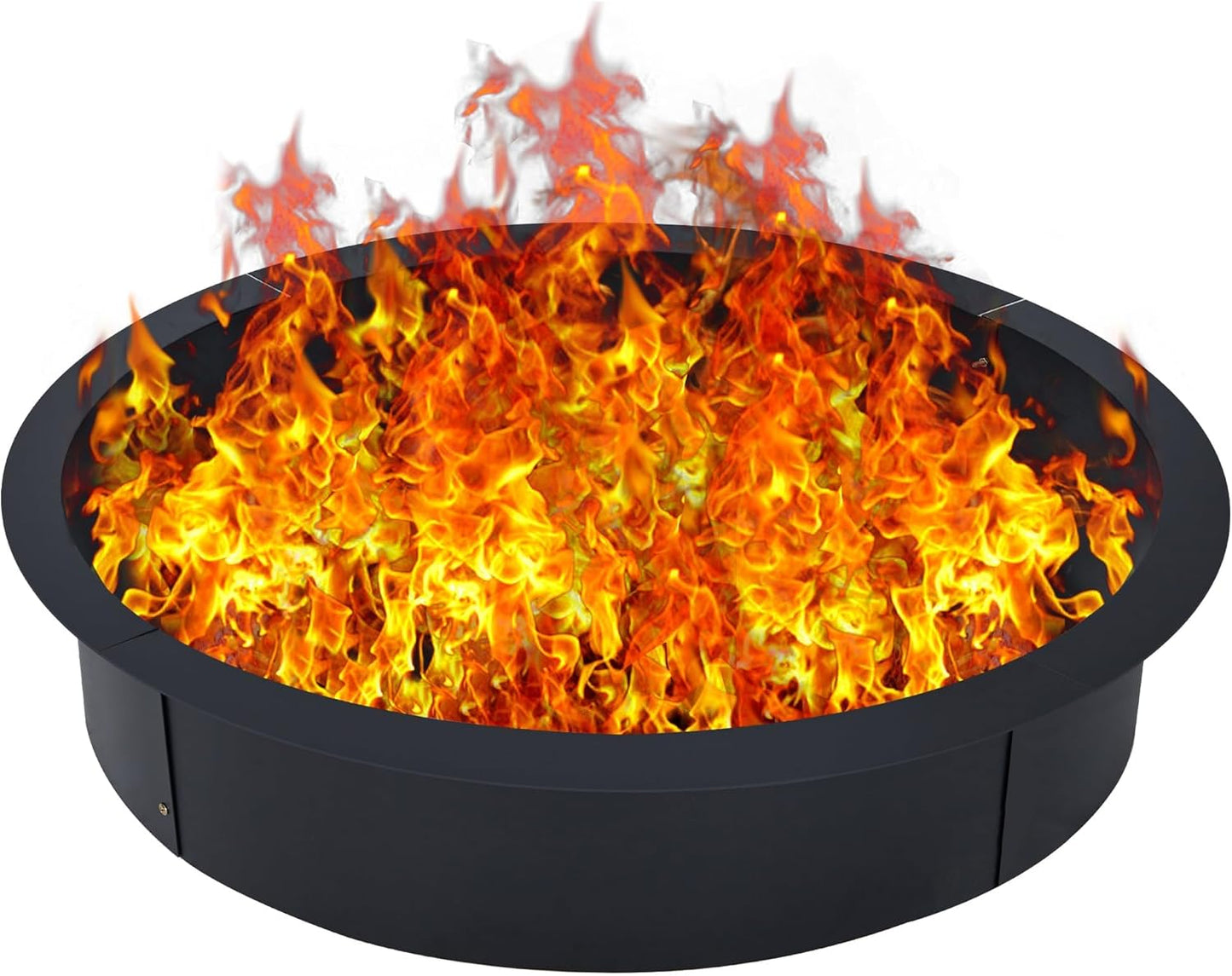 39 Inch Round Fire Pit Ring Insert for Outside Wood Burning - 2.5MM Above In-Ground Fire Pit, Outside Wood Burning DIY,39"x45"x10",for Camping Garden Patio