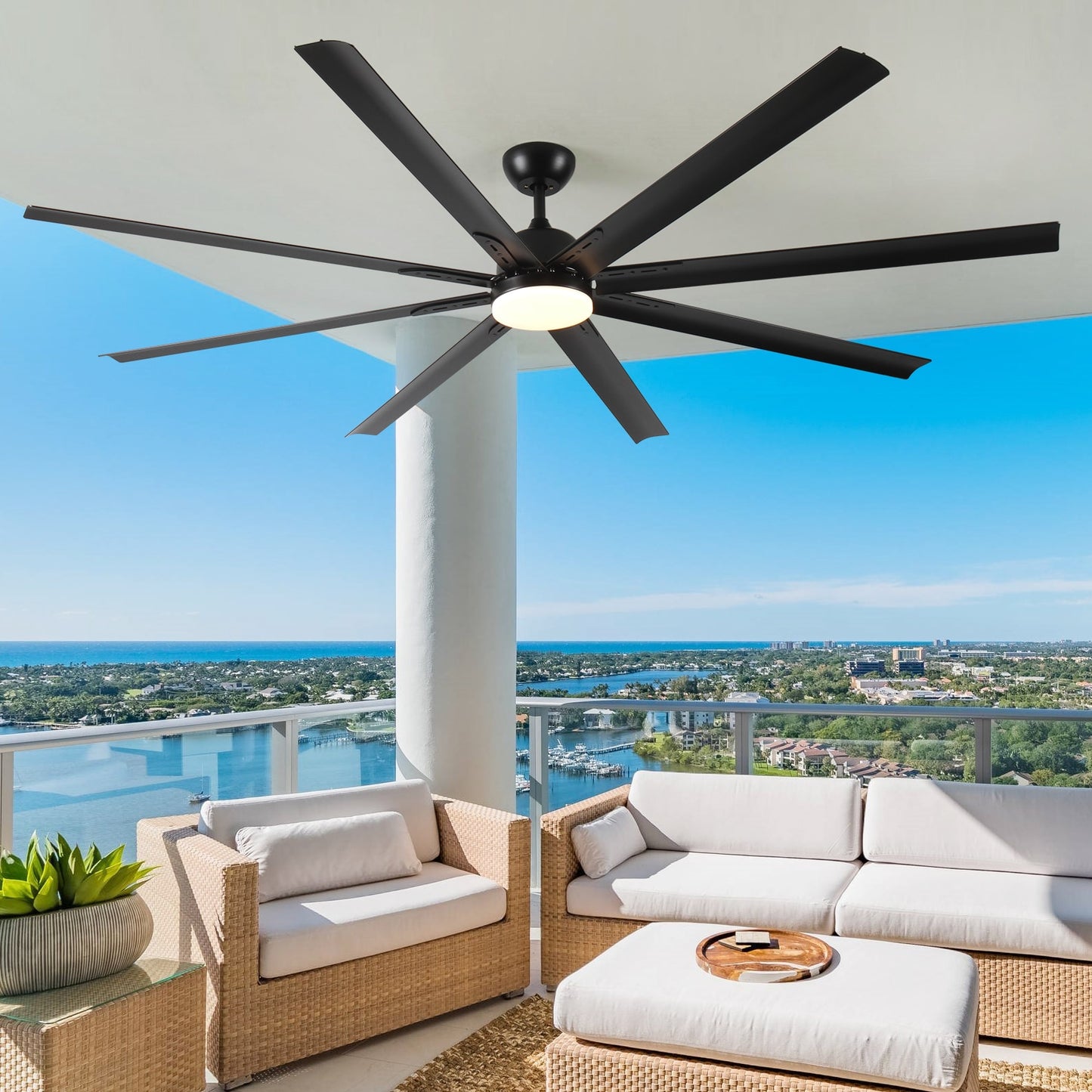 Tatayosi 84 In Super Large Black Ceiling Fan with Remote Control