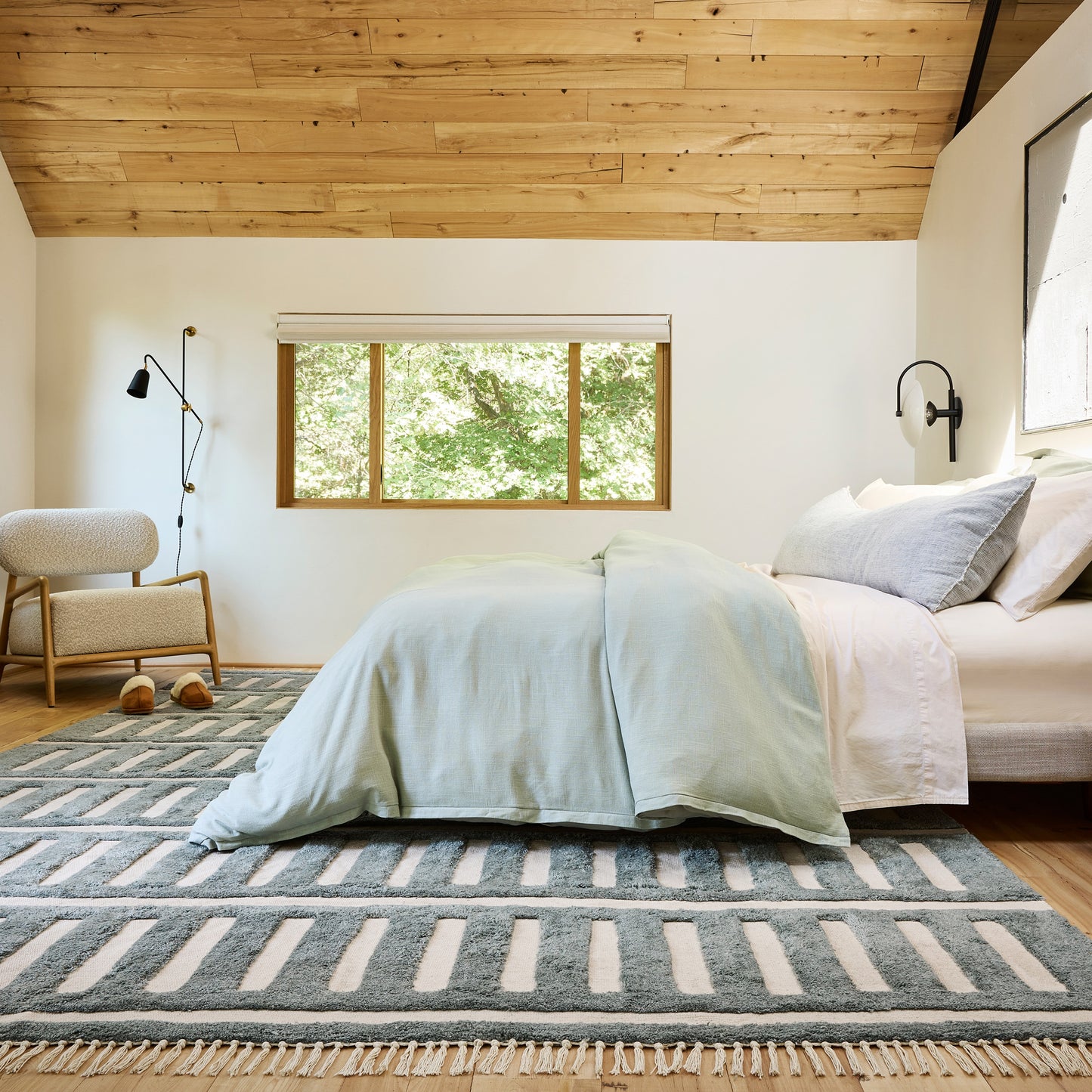 nuLOOM Merrick Tasseled Cotton and Wool 9ft. x 12ft. Teal Area Rug