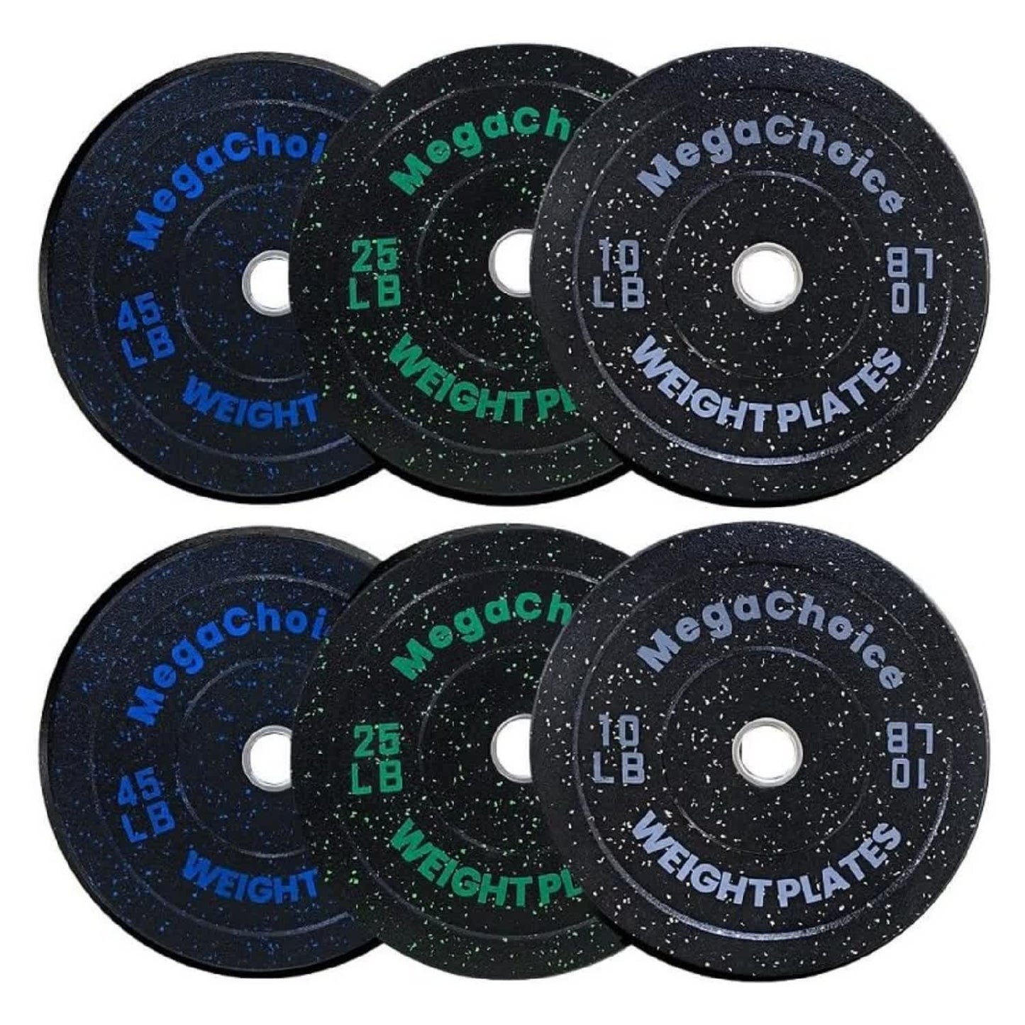 Qeetex 160LBS-2Inch Bumper Plates Set 10-25-45 Lbs pair Rubber Weight Plates Strength Training Weights Plates for Weight Lifting