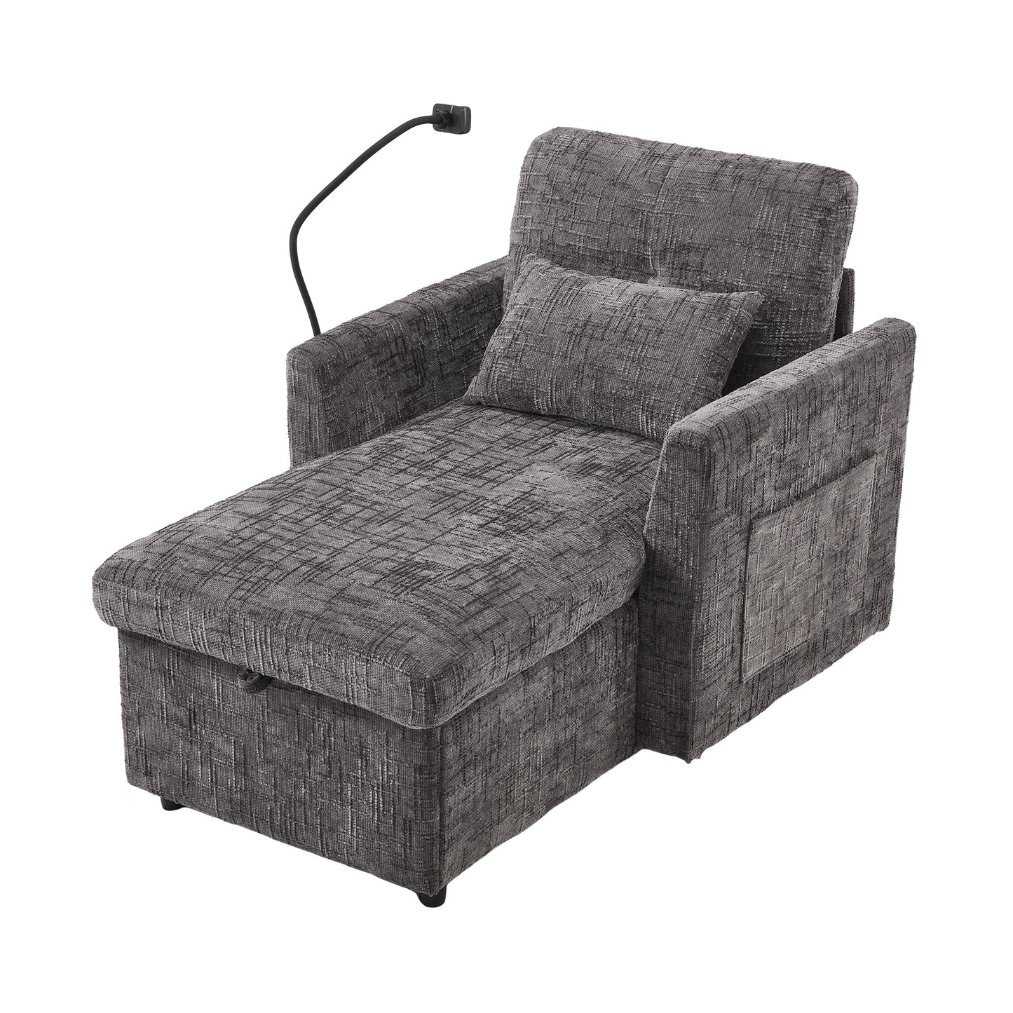 Damerin Couches, Sofas Loveseats 49.21-in Modern Gray Chenille 1 -seater Reclining Sofa