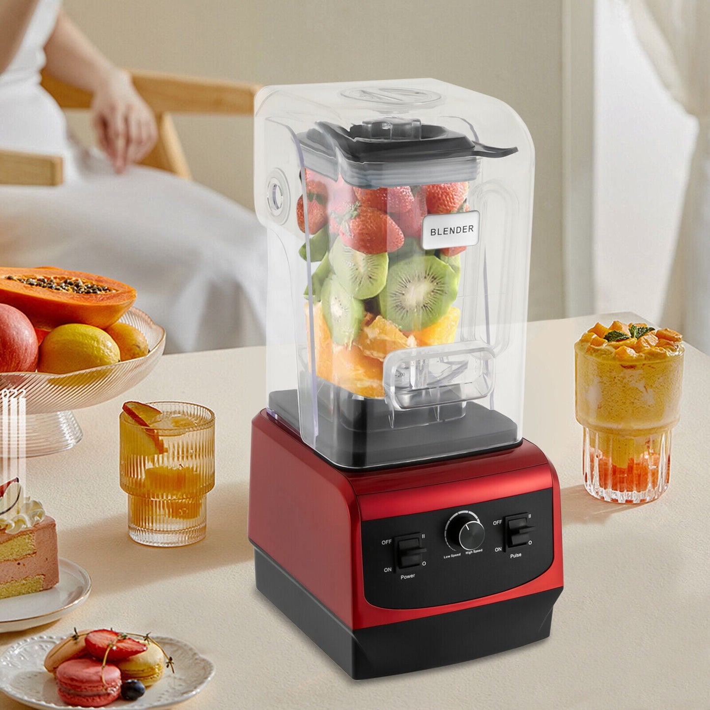 74.4oz Commercial Blenders Soundproof & Quiet Stainless Steel Smoothie Juicers