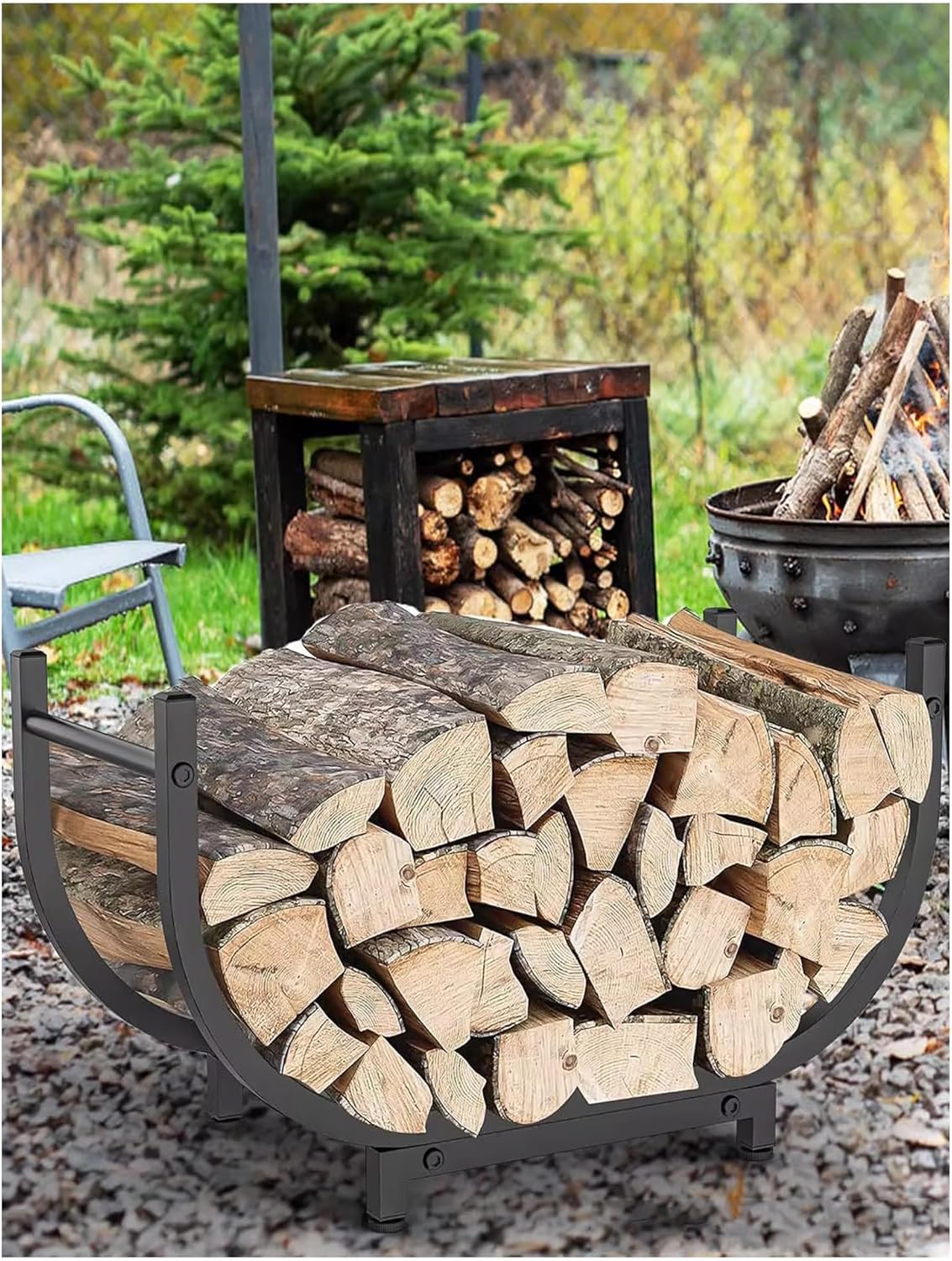 Firewood Rack Outdoor 30in,Indoor Firewood Storage and Firewood Rustproof Holder,Stable Log Holder and Fireplace Decor Organizer