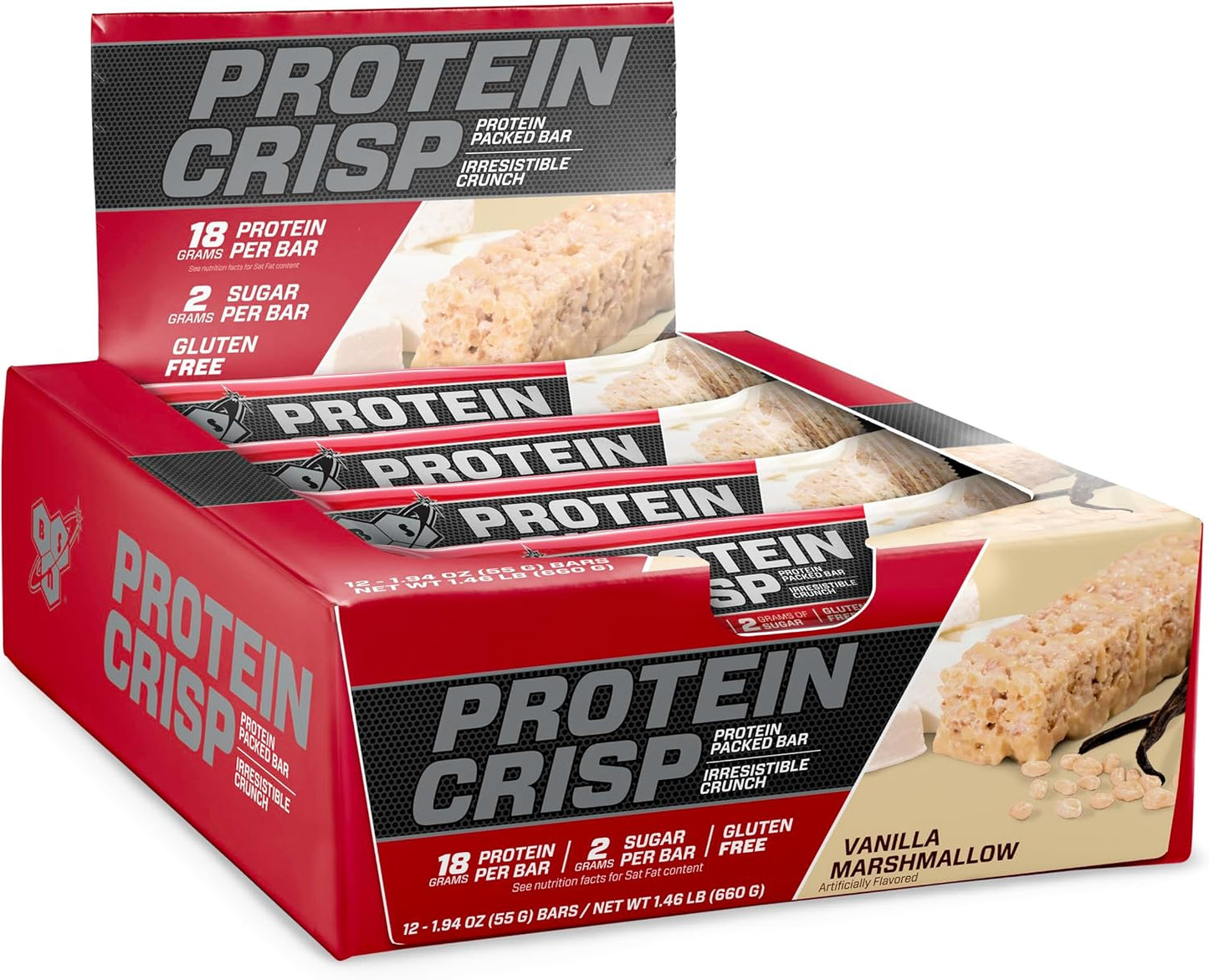 BSN - Syntha-6 Protein Crisp Bar - Svanilla Marshmallow - 12 Count (1.97 oz. each)