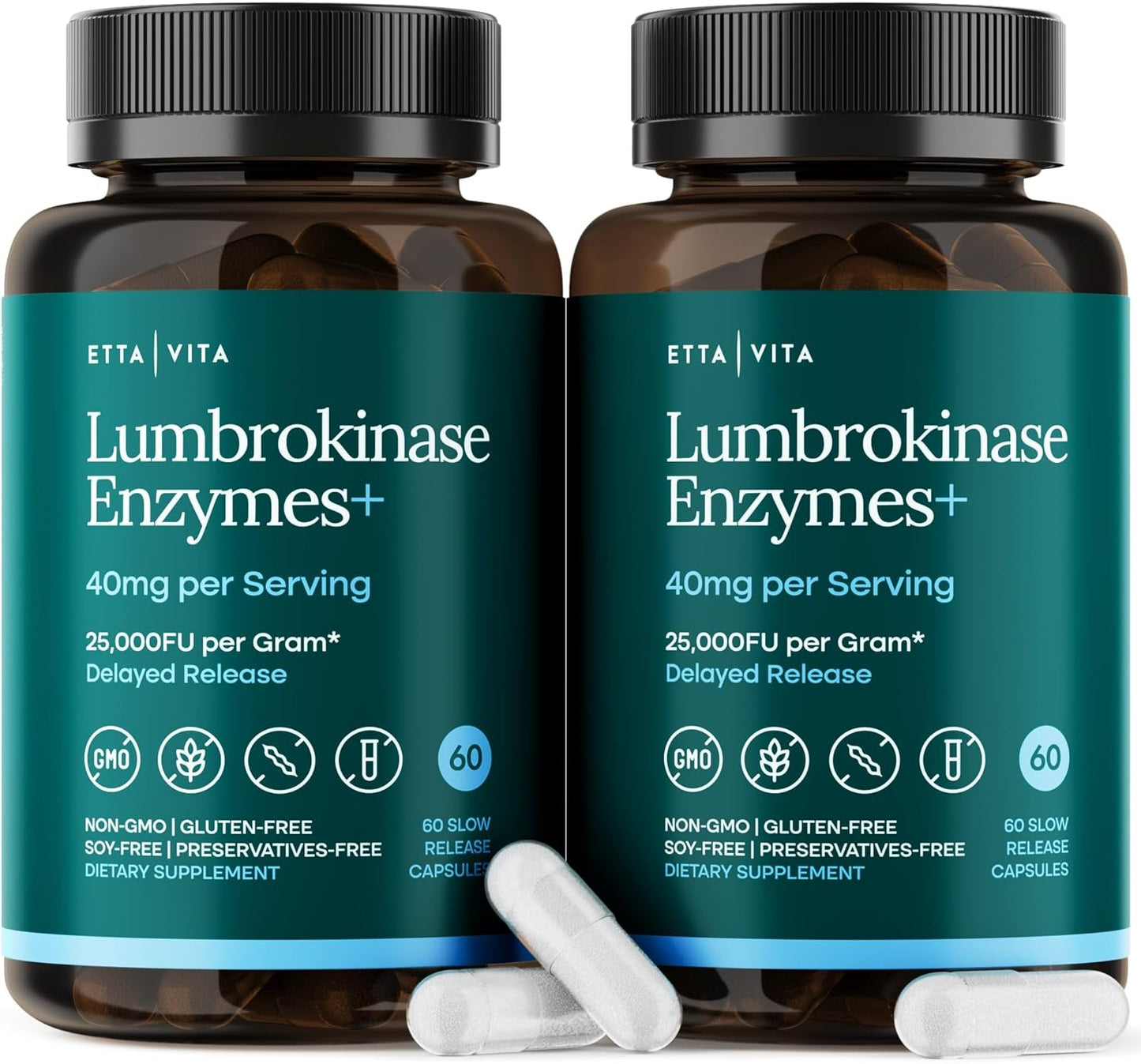Potent Lumbrokinase Supplement (120 Servings) 40mg/Serving (Max Activity - 800,000 Units) - Lumbrokinase Enzymes Capsules for Energy Support, Digestion, Cognition & Gut Health - Similar to Nattokinase