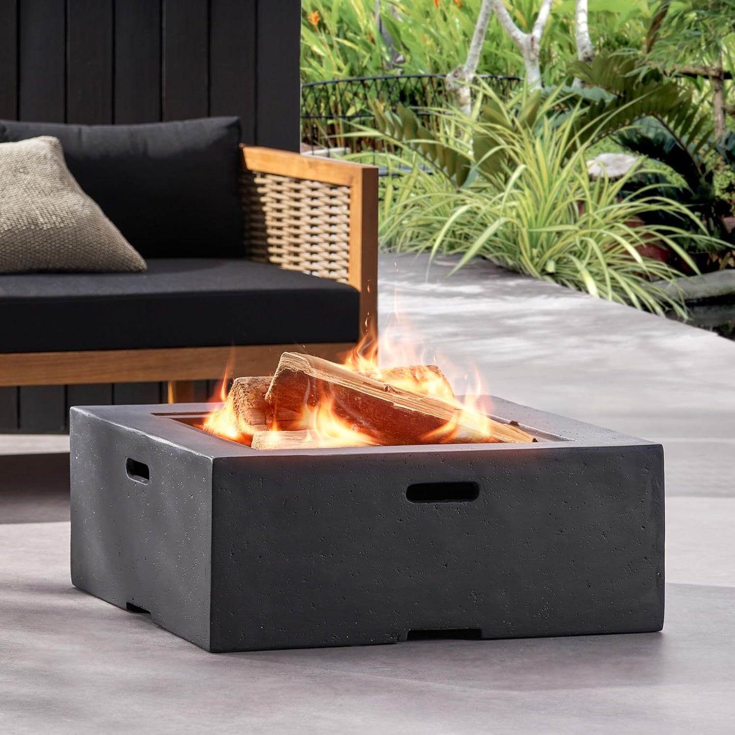 Merax MGO 29" Square Fire Pit for Wood Burning - Perfect for Outdoor Use,Dark Gray