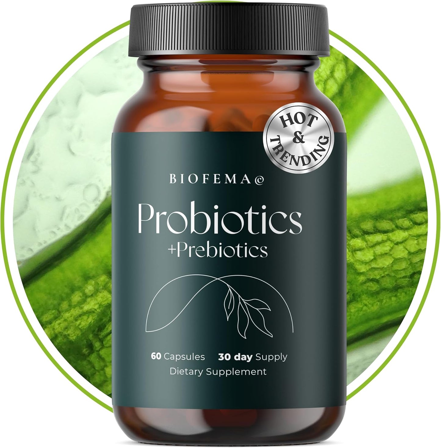 BIOFEMA Targetted Delivery Probiotics + Prebiotic for Women - Probiotics for Digestive, Gut Health and Body Balance- 40 Billion CFUs - 4 Highly Researched Good Bacteria Strains - 60 Vegan Capsules