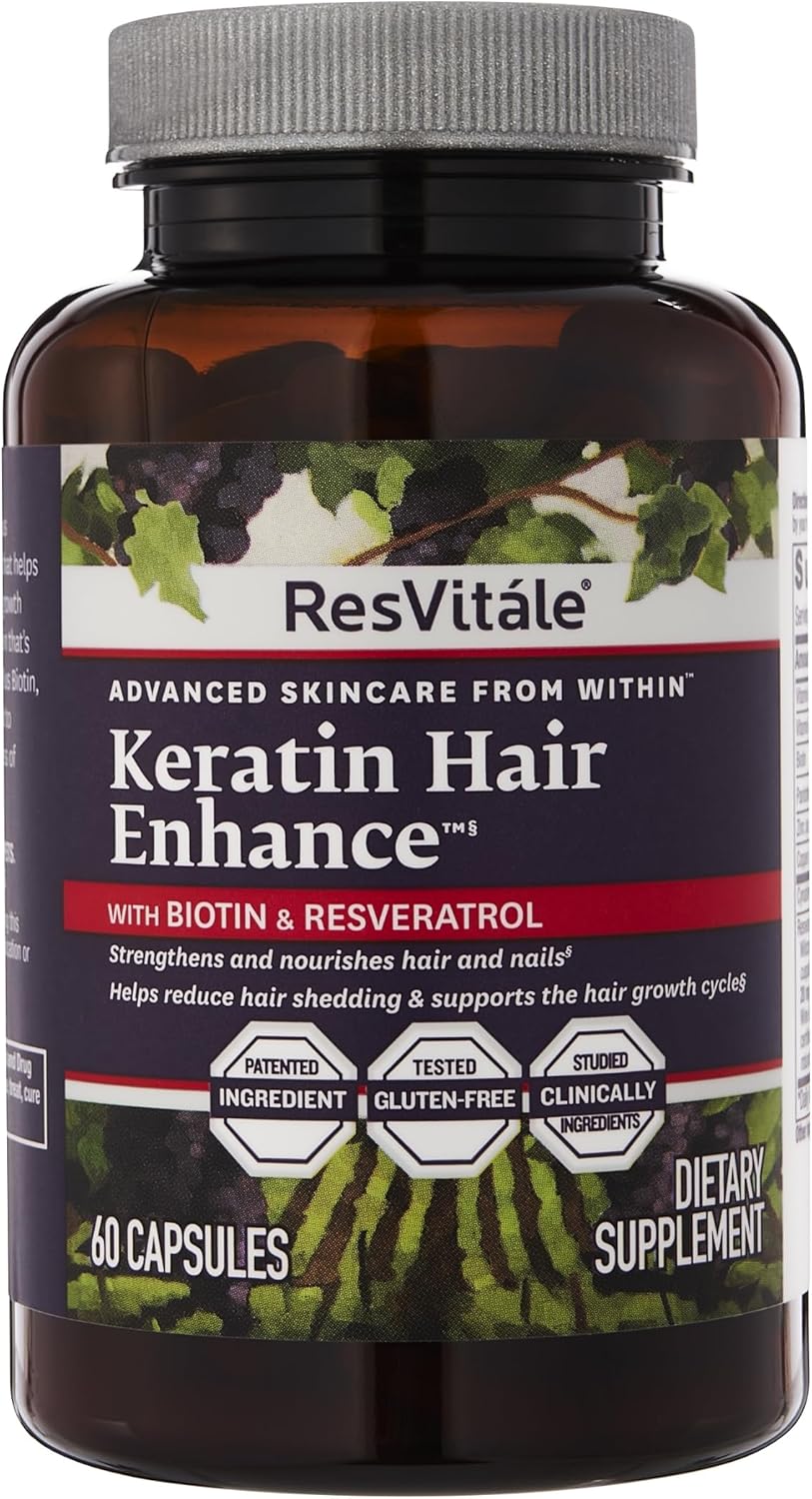 ResVitale Keratin Hair Enhance - Keratin Supplement for Hair Growth - 60 Capsules