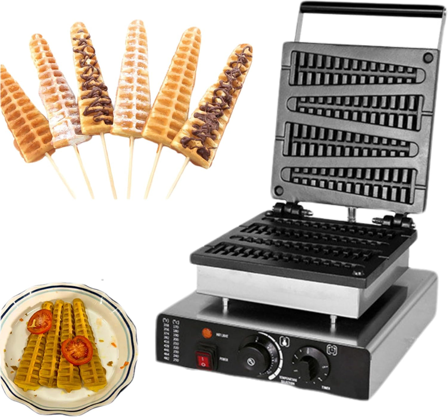 Tripyro Pine Tree Waffle Maker Iron Cast Pan Nonstick Commercial Christmas Tree Waffle Baker Machine Double Sided Heating for Delicious Treats TRPWF6