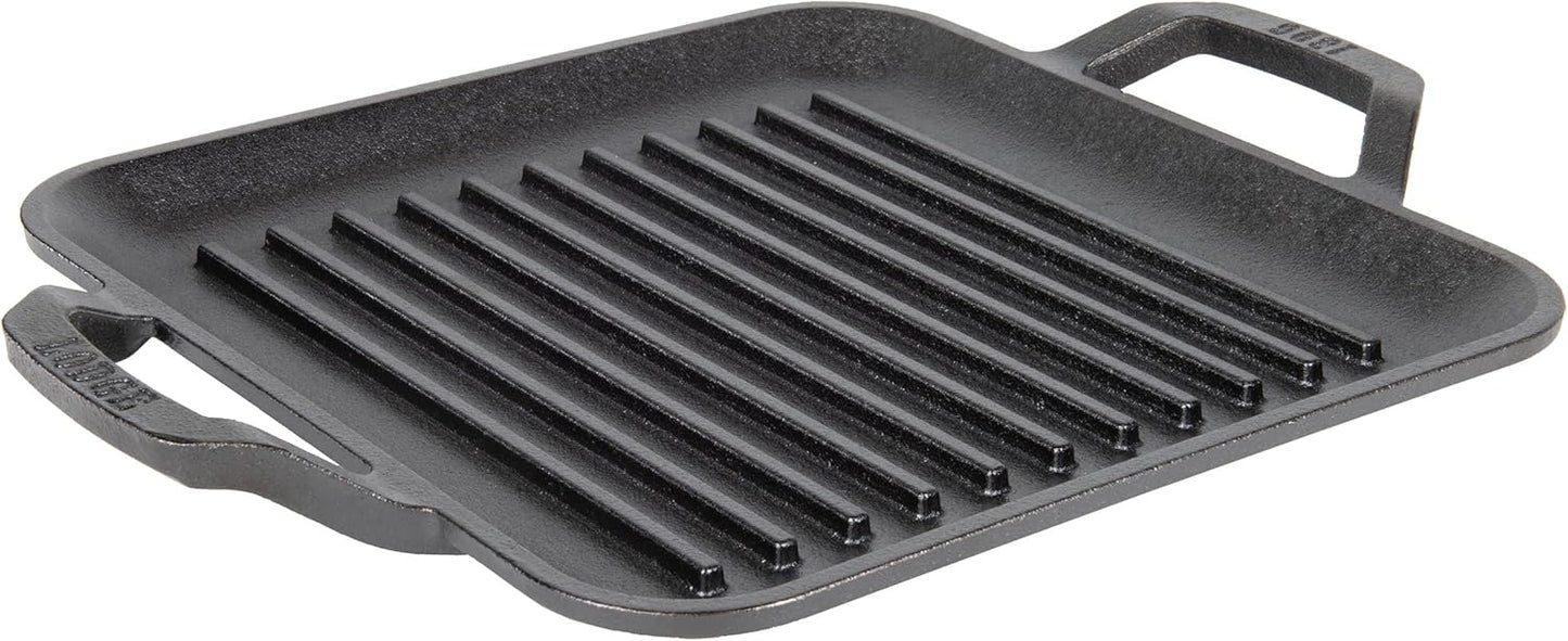 Lodge Cast Iron Chef Collection Square Grill Pan, Pre-Seasoned - 11 in