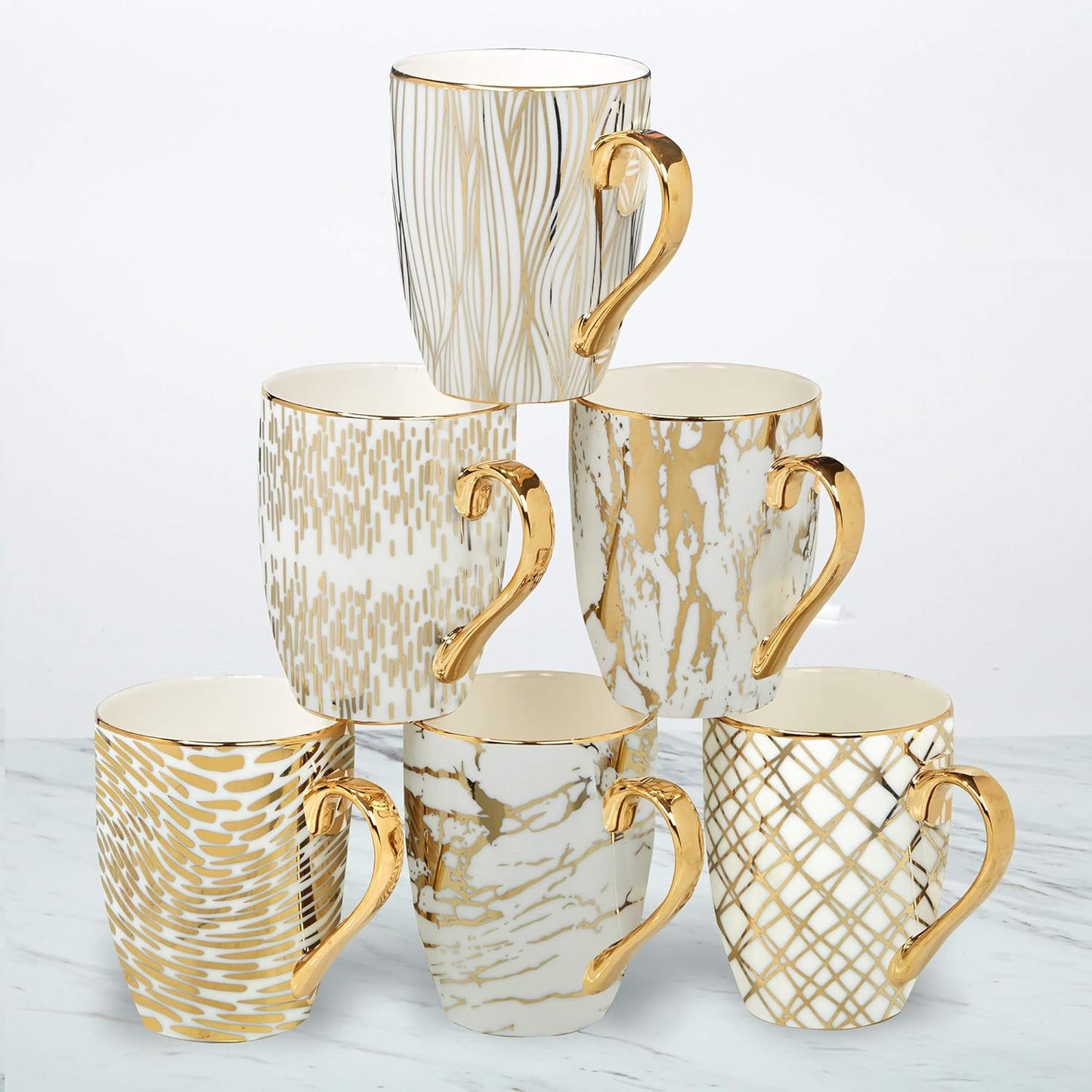 Certified International 26540SET6 Matrix 16 oz. Gold Plated Mugs, Set of 6, 5" x 3.25" x 4.5", Multicolored (1)