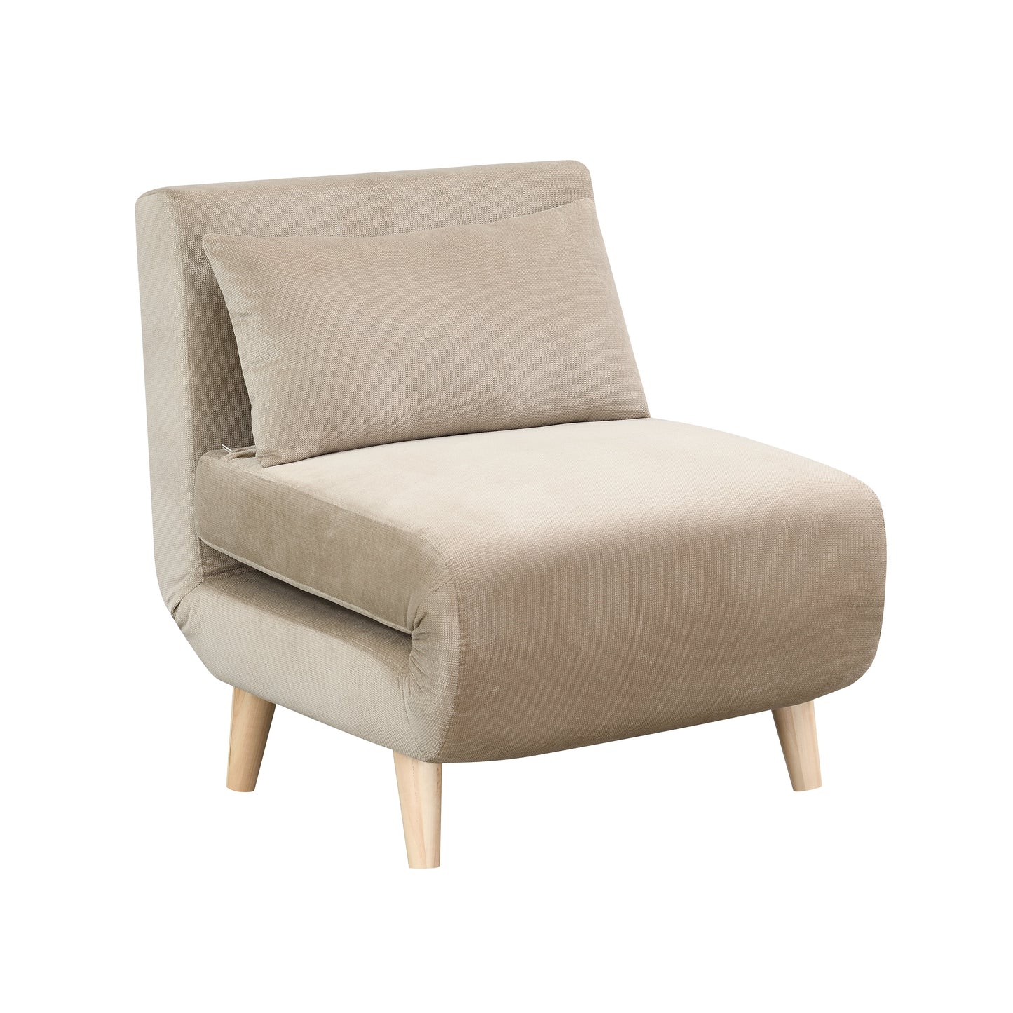 AC Pacific Folding Upholstered Dane Armless Sleeper Chair, Sand