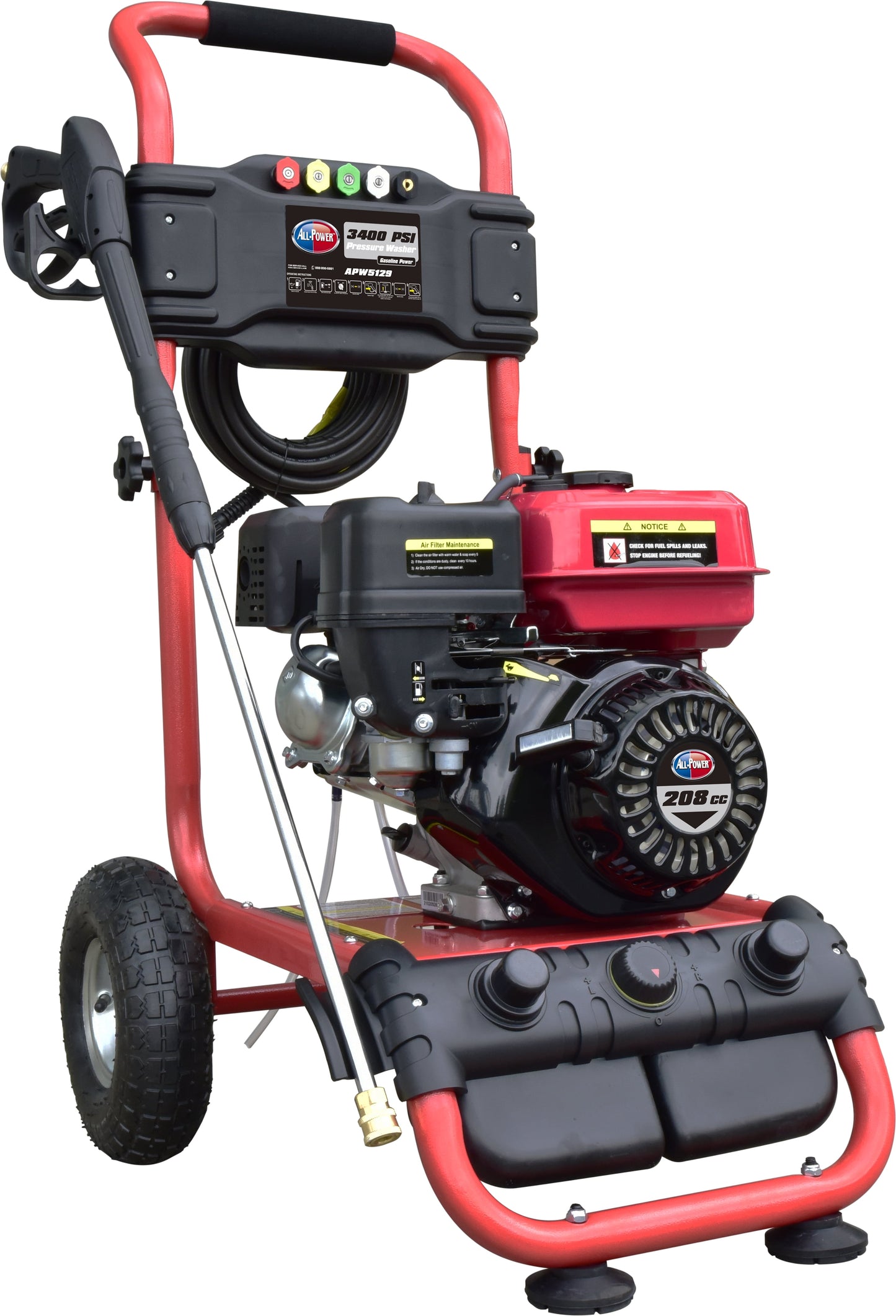 All Power 3400 PSI 2.6 GPM Gas Pressure Washer, 5 Adjustable Nozzles, 30 ft High Pressure Hose, Power Washer for Outdoor Cleaning, APW5129