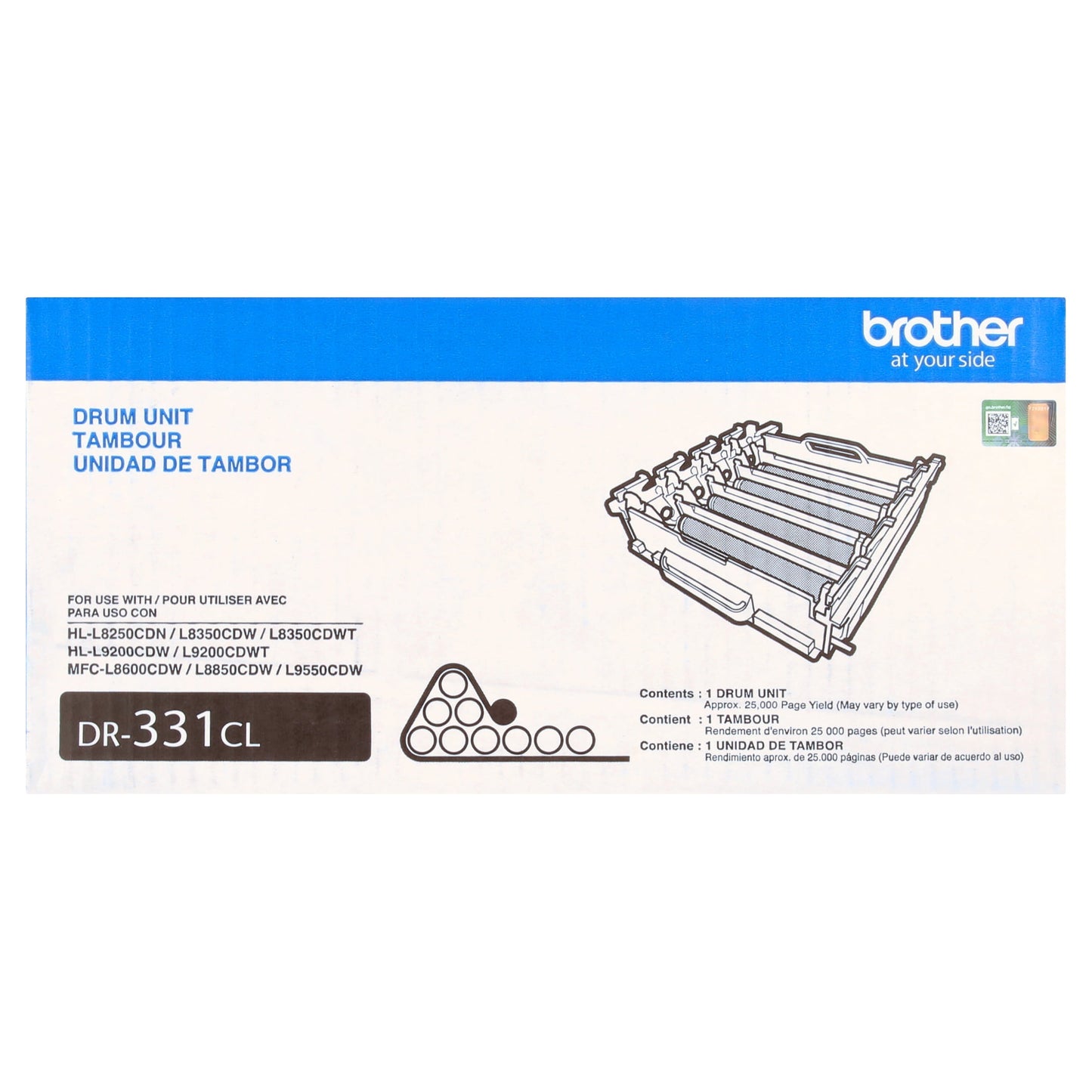 Brother Genuine Drum Unit, DR331CL, Yields Up to 25,000 Pages, Color