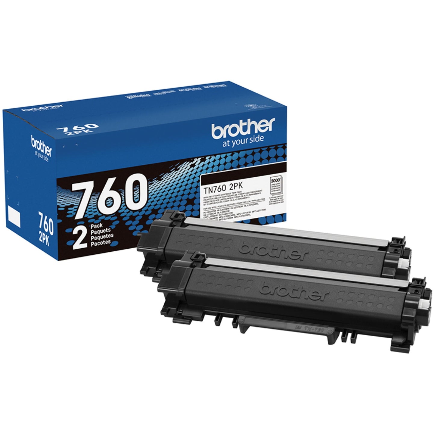 Brother Genuine High-Yield Black Printer Toner Cartridge Twin Pack TN7602PK