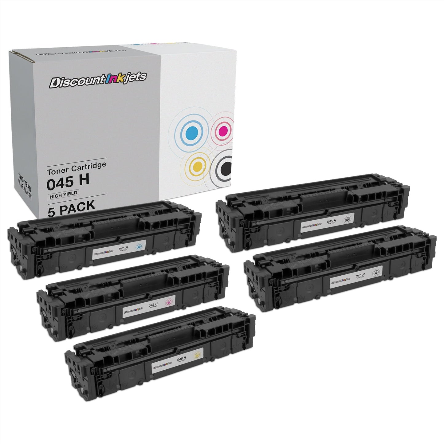 DI Toner Cartridges for Canon 045H (2Black, Cyan, Magenta, Yellow, 5pk) Compatible with Canon Color ImageCLASS MF634Cdw, MF632Cdw, LBP612cdw