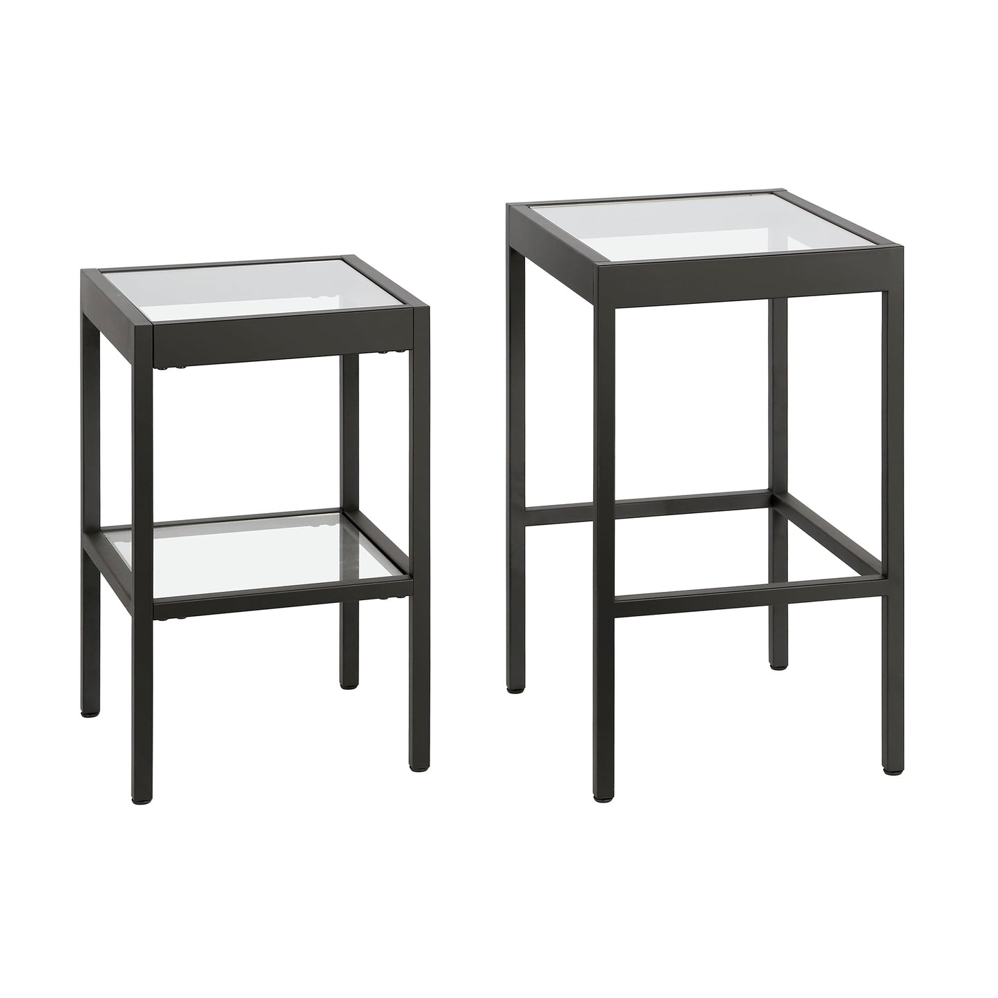 Evelyn&Zoe Alexis Rectangular & Square Nested Side Table, Blackened Bronze
