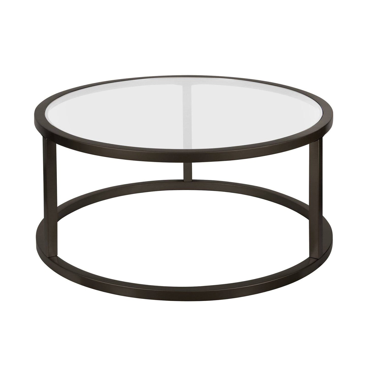 Evelyn&Zoe Parker 35" Wide Round Coffee Table, Blackened Bronze