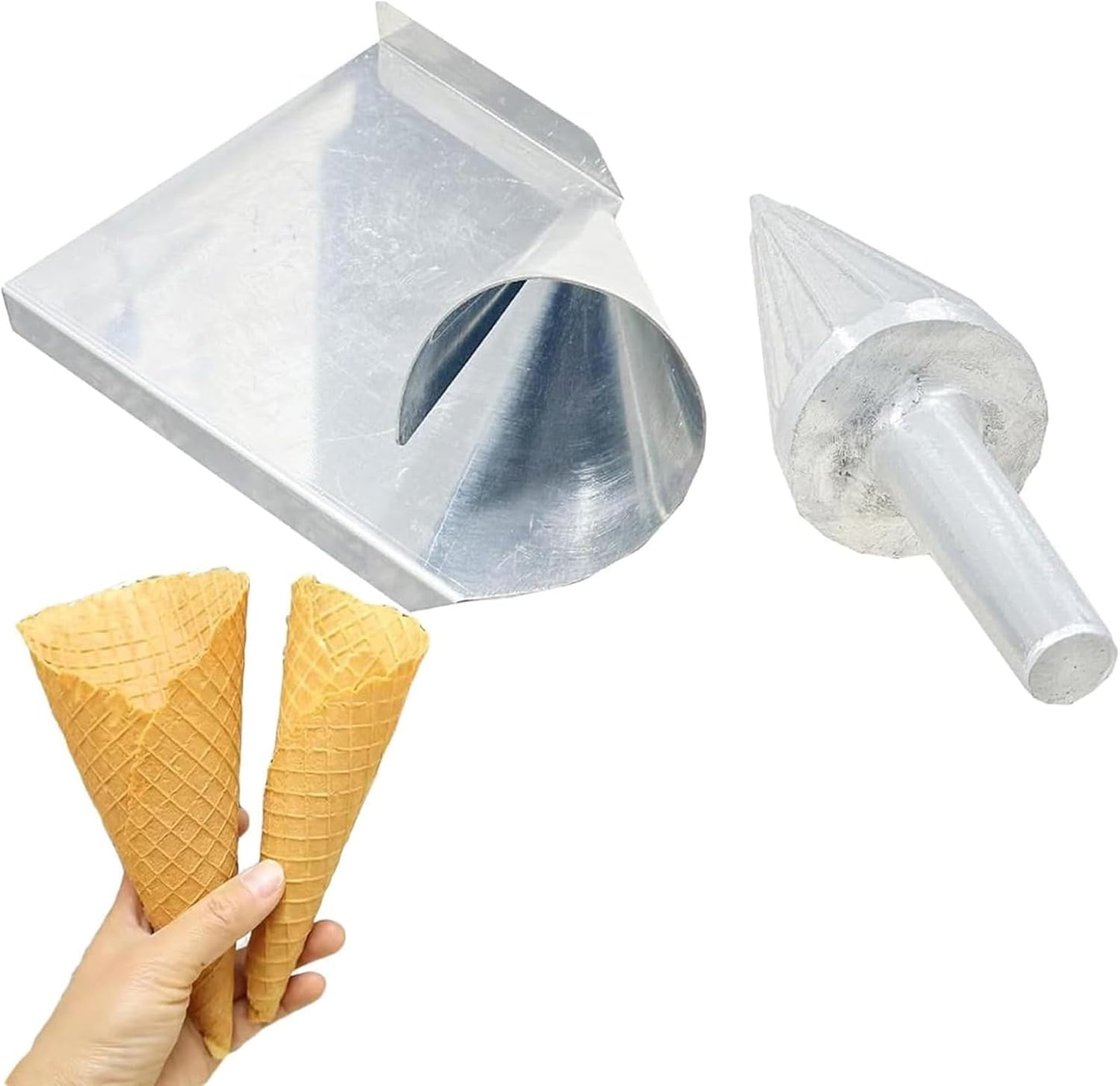 Ice Cream Waffle Cone Roller, Waffle Cone Shaper Tool, Ice Cream Cone Roller Mould, Cast Aluminum Body, Clear Texture and Smooth Surface, for Restaurant, Home Kitchen, Bakeries