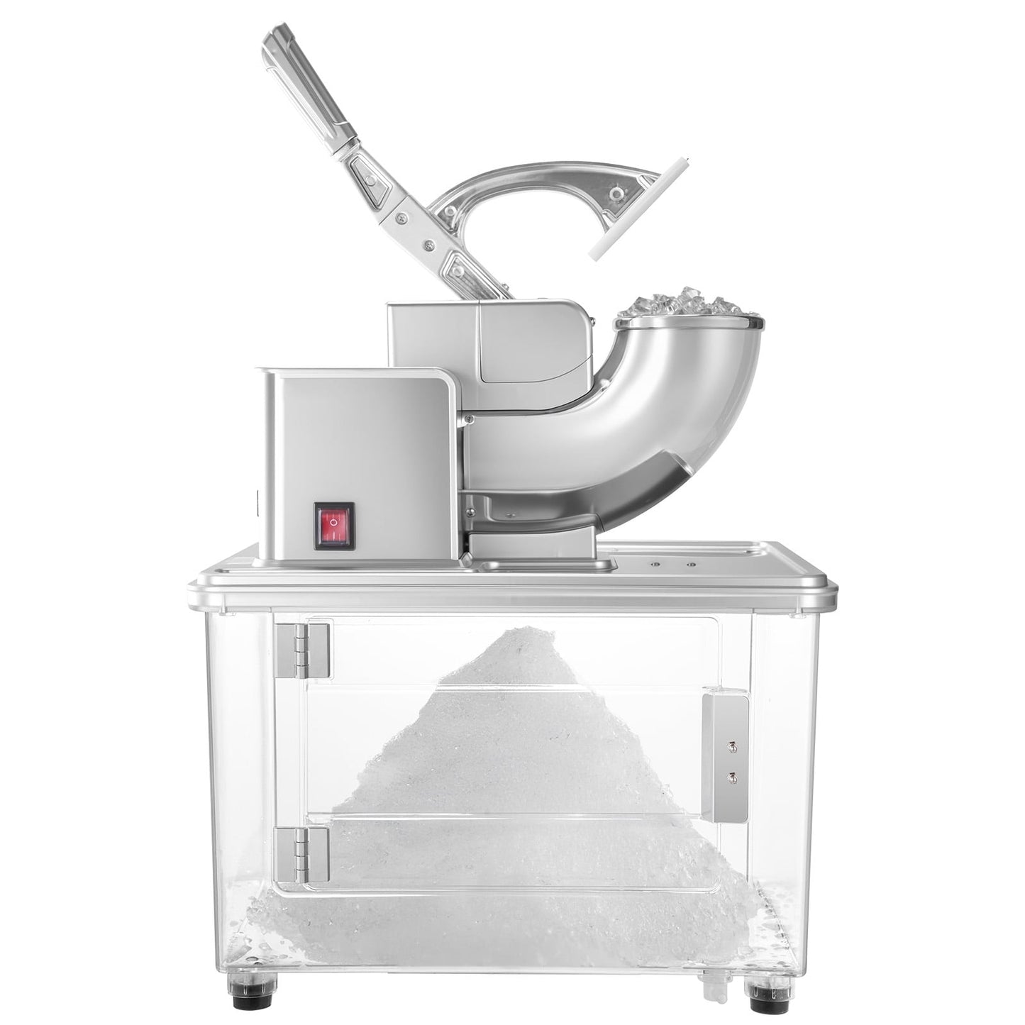 KFFKFF Commercial Ice Crusher 661LBS/H, 350W Electric Snow Cone Machine with 4 Blades, 1400RPM Stainless Steel Shaved Ice Maker with 11 Gal Ice Storage, Ideal for Homes, Restaurants, and Bars, White