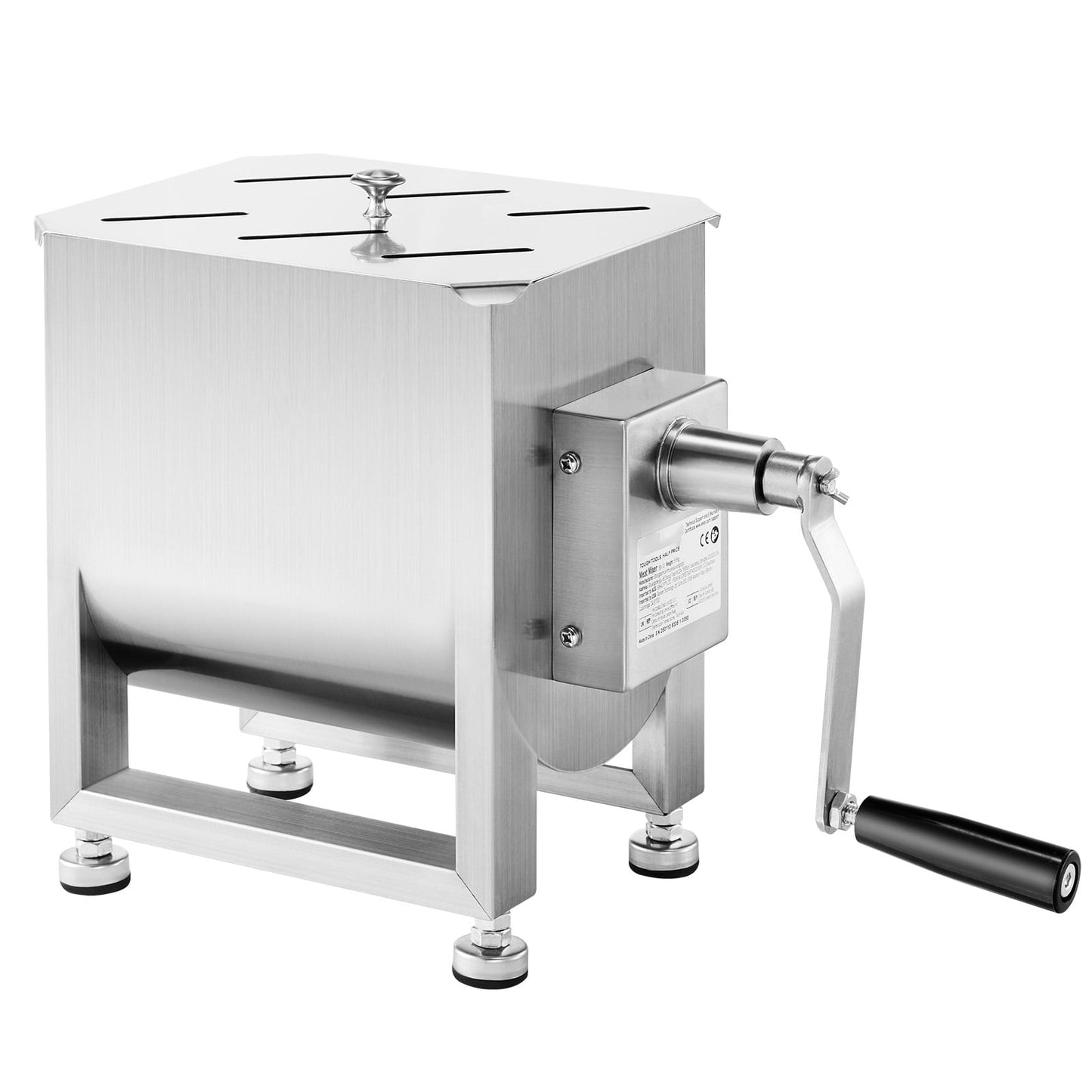 KFFKFF Hand-Operated Meat Blender, 15L Permanent Container Meat Preparation Tool (Can Blend up to 15LBS of Meat), Metallic Meat Blending Device, Sausage Blending Apparatus with Cover Handle Gear