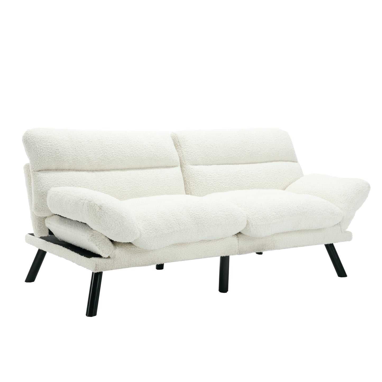 MOONMISS Futon Sofa Bed Teddy Couch Modern Convertible Folding Recliner,White