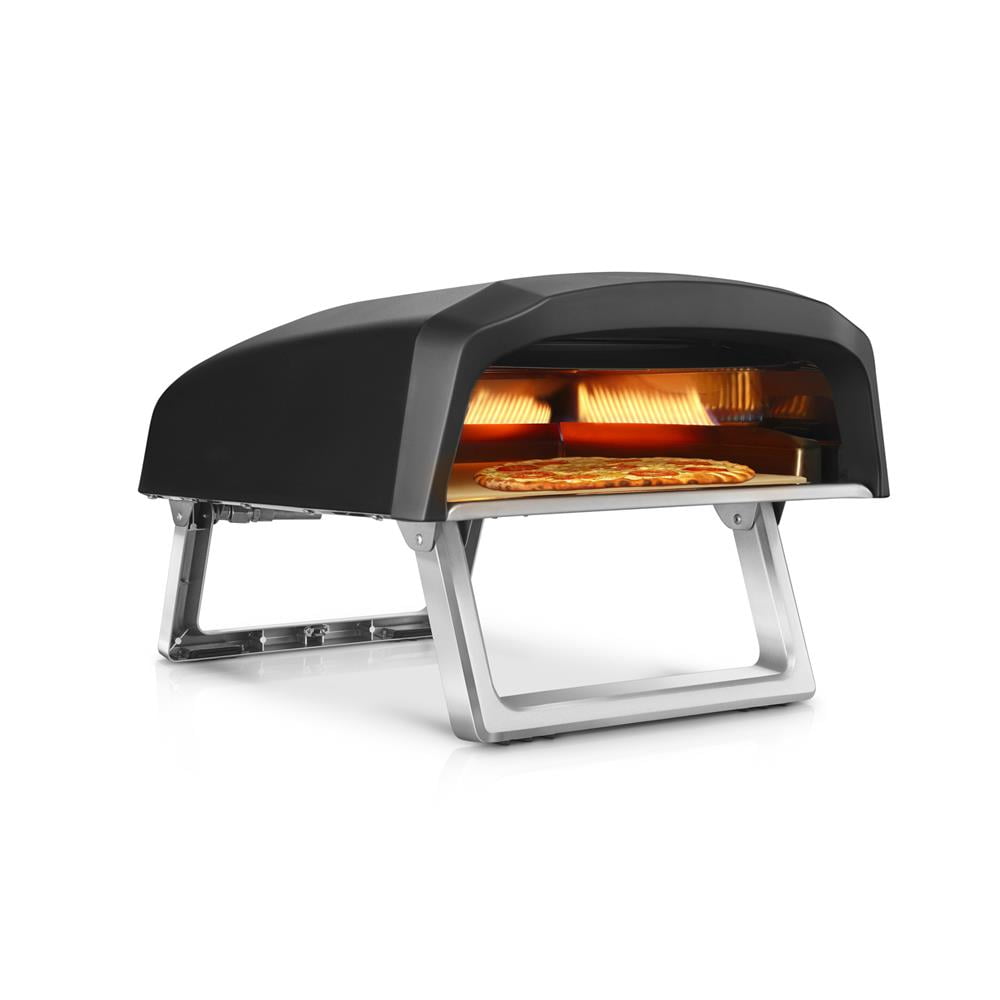 NutriChef Portable Outdoor Gas Pizza Oven - Foldable Feet, Adjustable Heat Control Dial, Includes Burner, Stone & Regulator w/ Hose, Cooks 12" Pizza in 60 Seconds