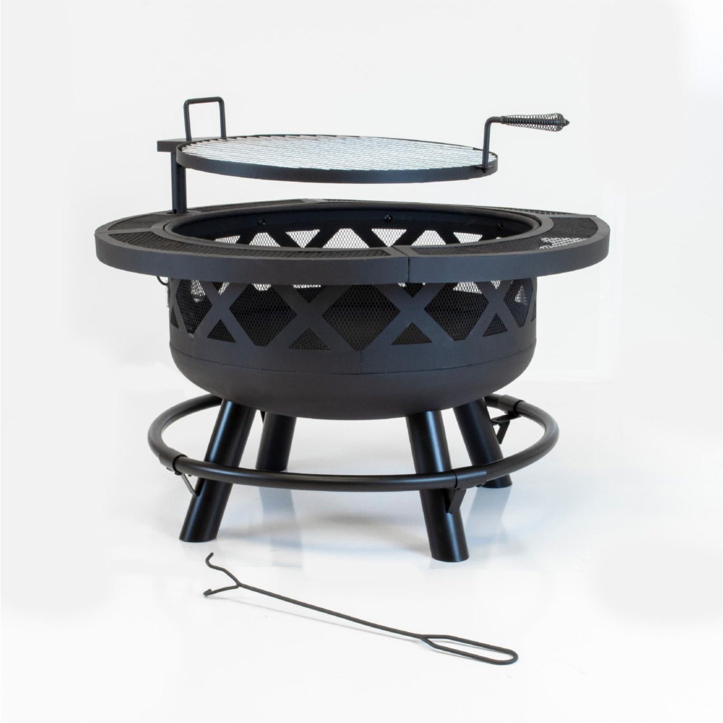 Outdoor Leisure Products 5511 32" Black Roundup Fire Pit with cooking shelf