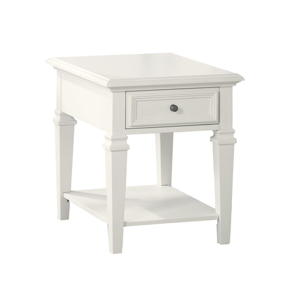 Steve Silver Charlestown Modern Farmhouse Wood End Table, Soft White