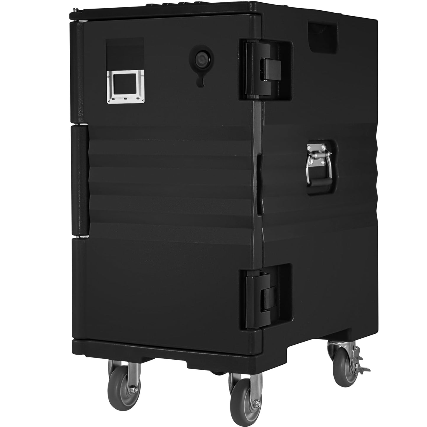 VEVOR Insulated Food Pan Carrier Front Load Catering Box w/ Wheels 109 Qt Black