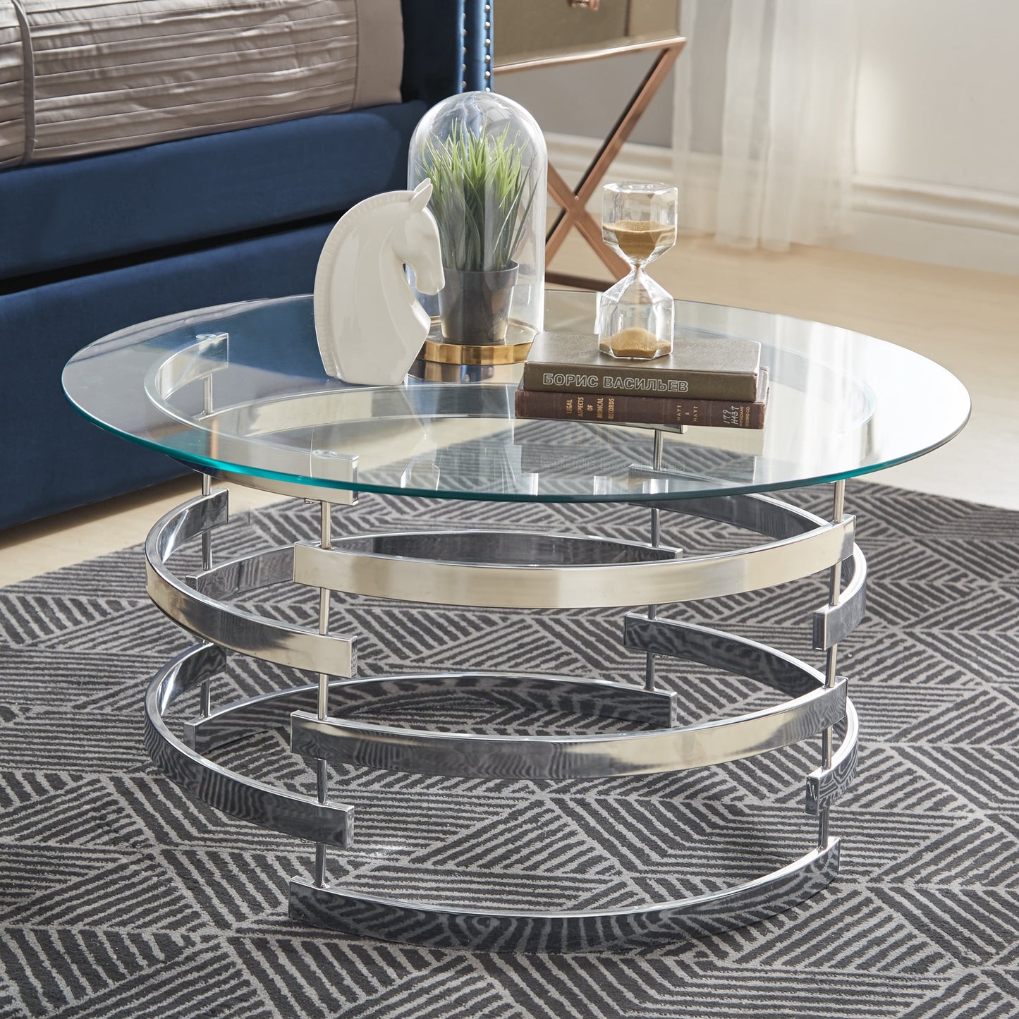 Weston Home Cleave Cocktail Table, Chrome