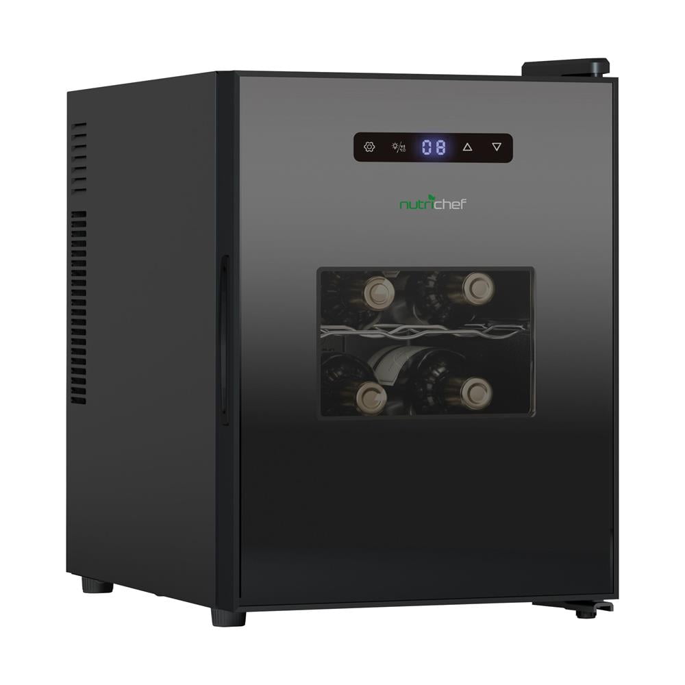 Wine Refrigerator Cellar, 12 Bottle Storage and 30 Liters Internal Capacity, Single Zone Chiller with Digital Touch Button Control, Placement for Standing Bottles and Air Tight Seal