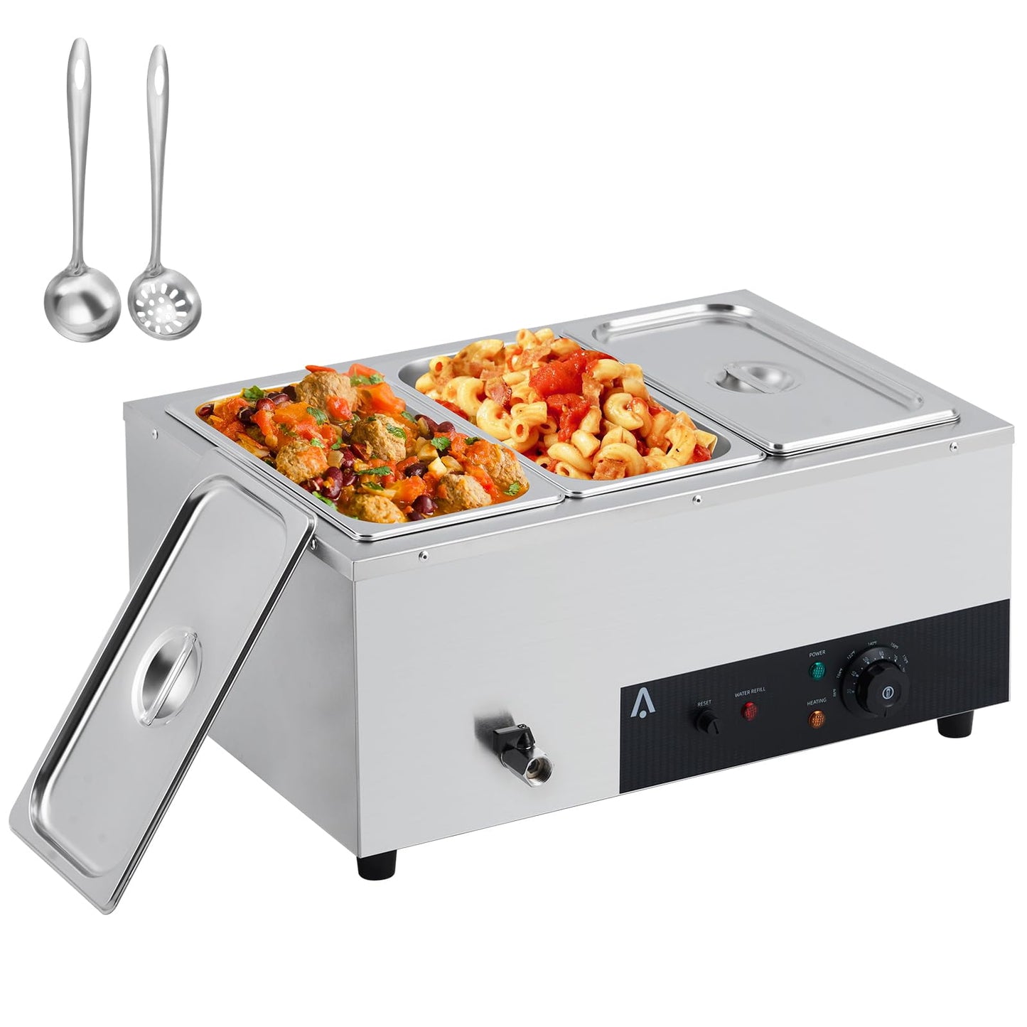 Yeshouse 4-Pan Stainless Steel Buffet Warmer - Adjustable 86-185°F Temp Control, Ideal for Catering Events