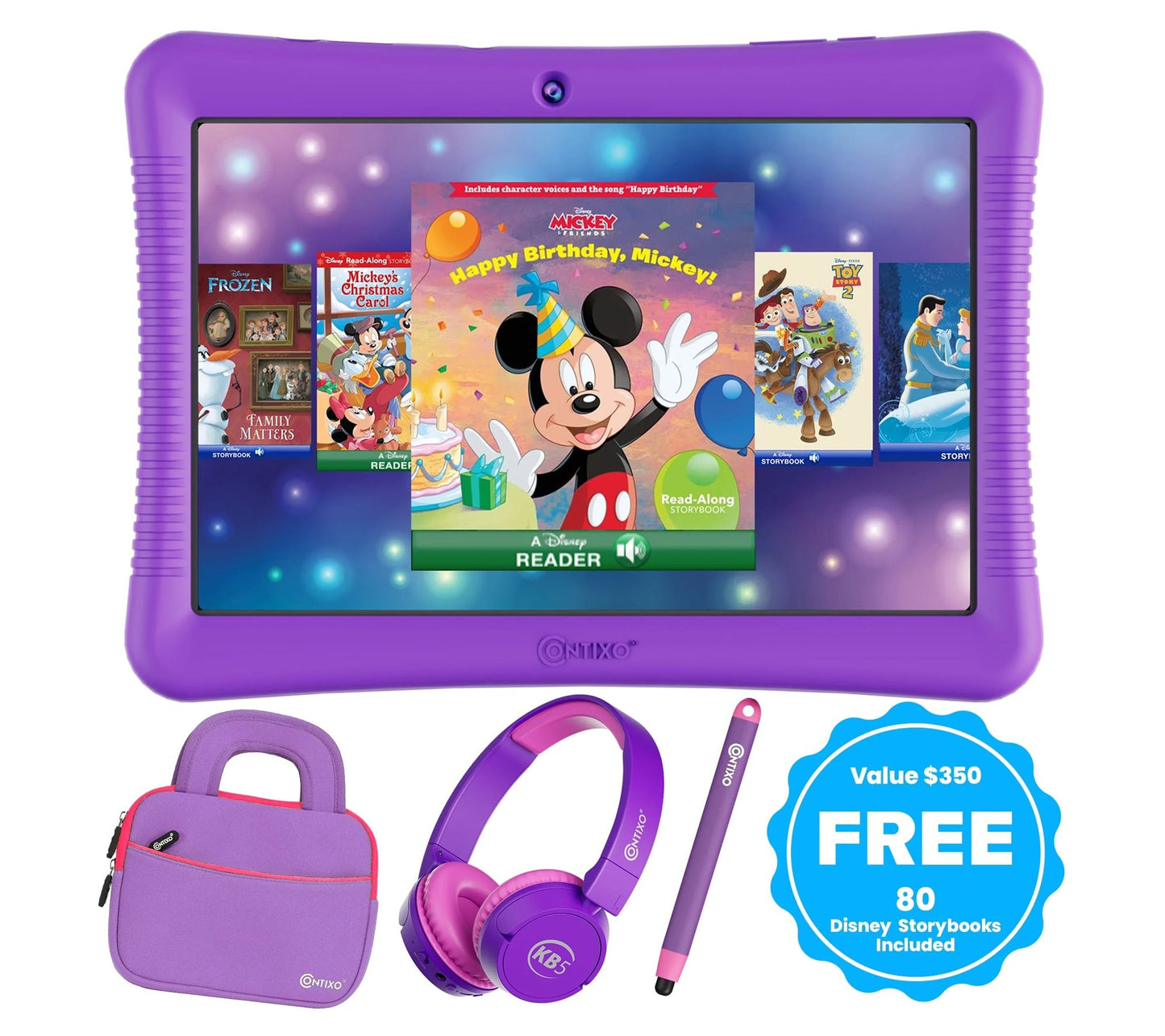 Contixo K102 10" Kids Tablets & Headphone Set with Bag