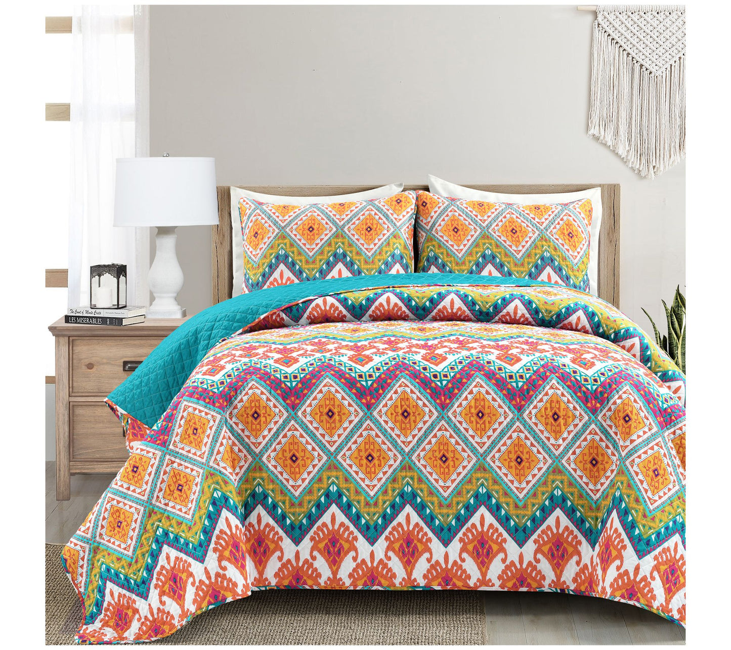 Lush Decor Boho Chevron Reversible Cotton Quilt3Pc King