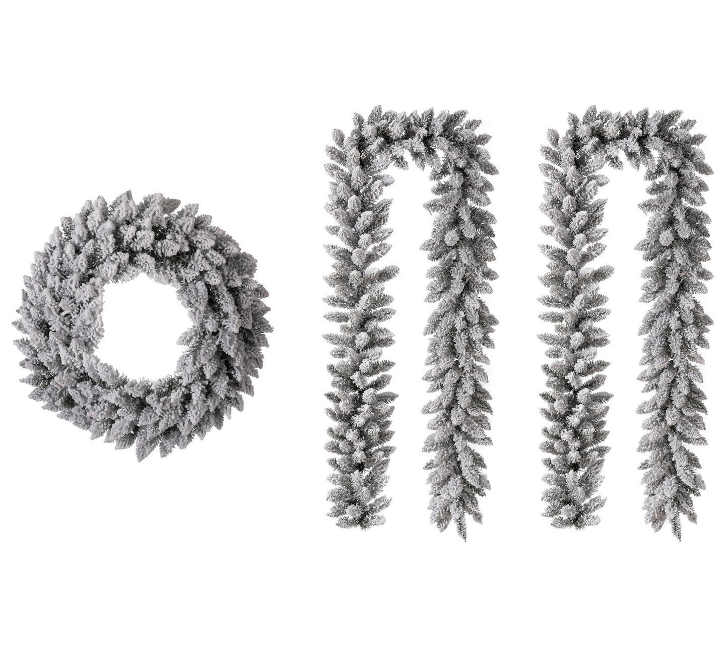 Glitzhome 3 Pie ce Snow Flocked Christmas Wrea th & Garland Se