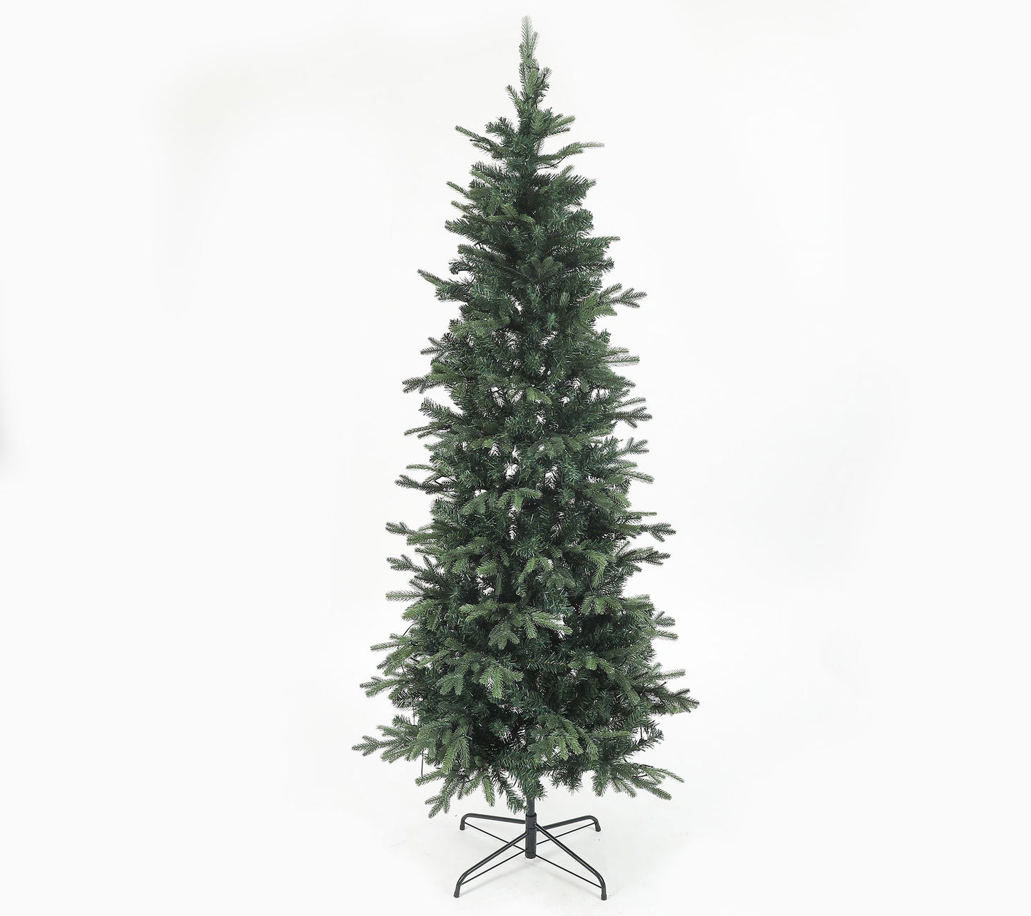 LuxenHome Pre-Lit LED 7ft Slim Artificial Christmas Tree