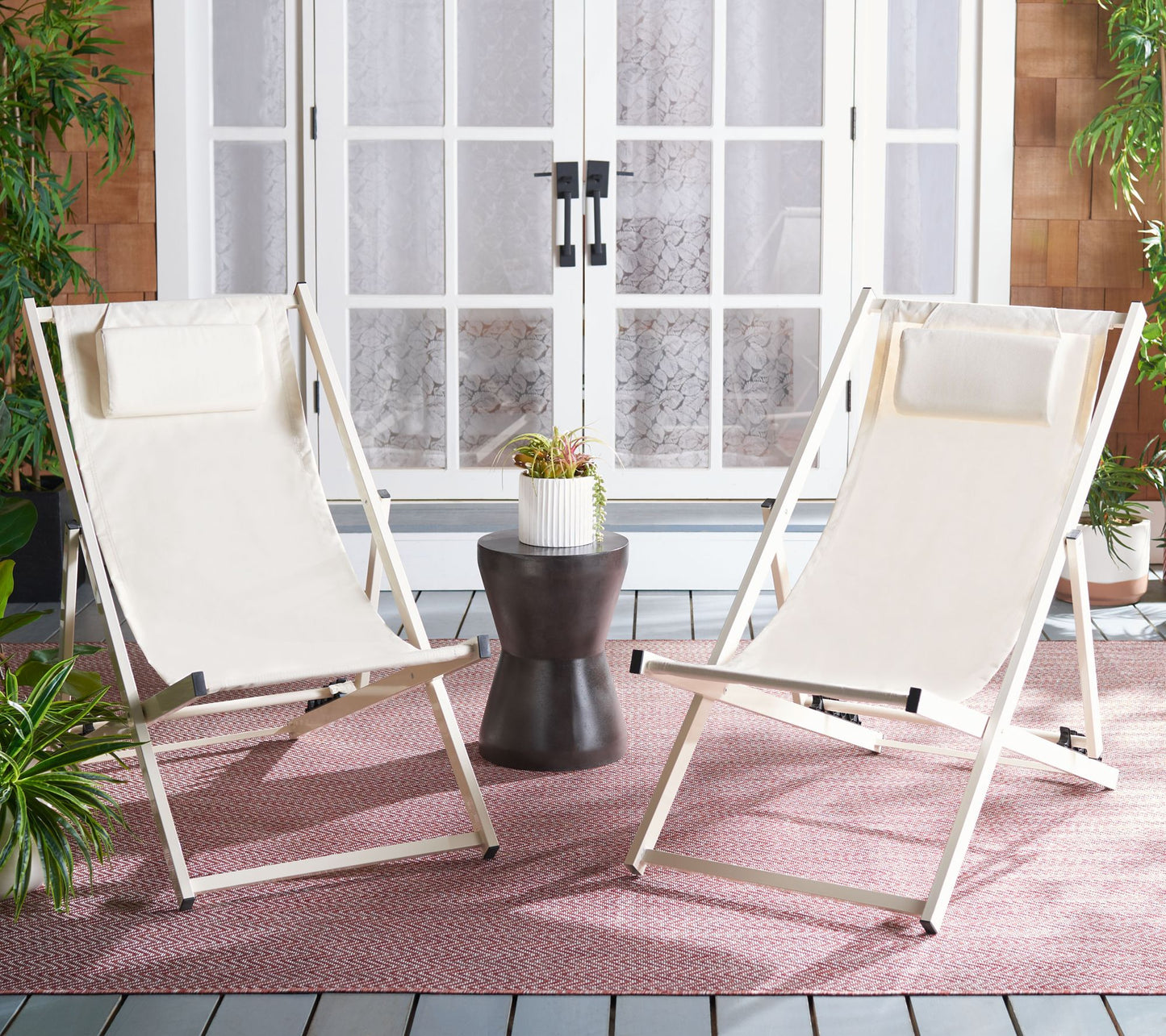 Camlin Outdoor Sling Chairs, Set of 2 by Safavieh