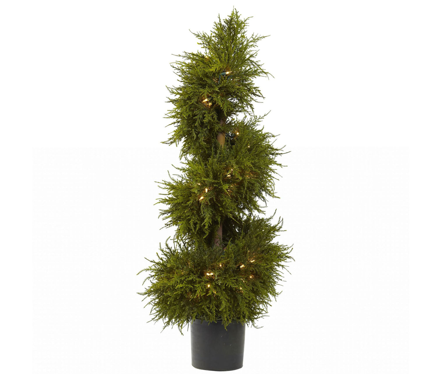 43" Cedar Spiral Topiary with Lights by Nearlyatural