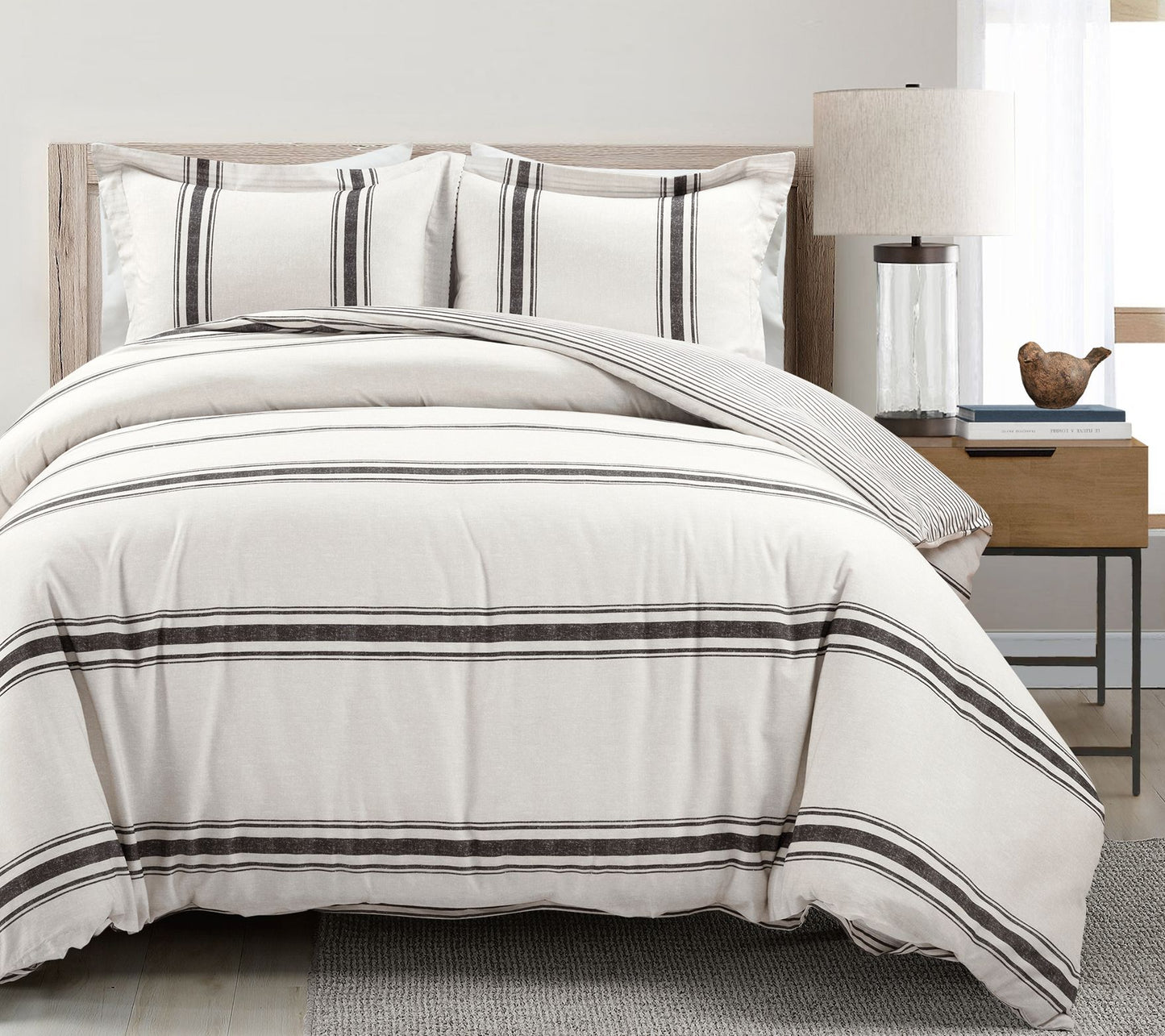 Farmhouse Stripe Rev. Duvet Cover Set F/Q by Lush Decor
