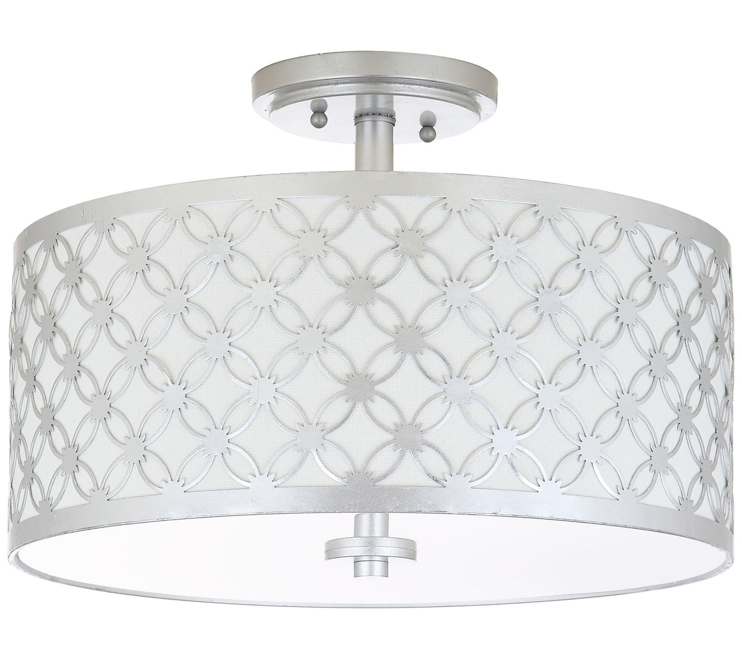 Hutch Three-Light 16" Dia Silver Flush Mount bySafavieh